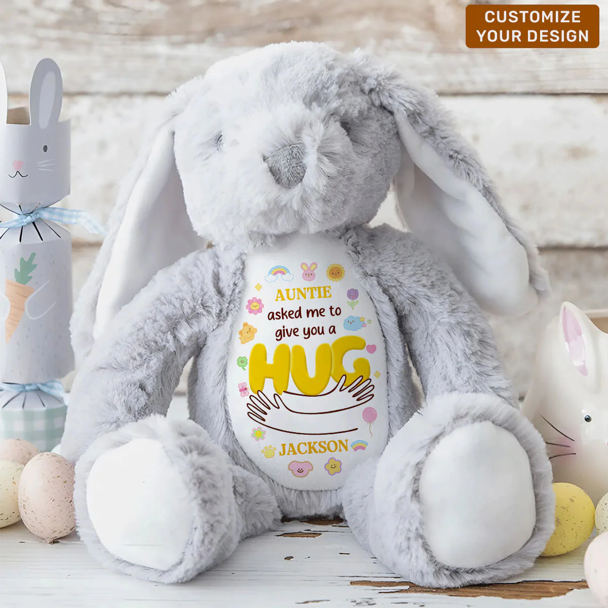 Grandma's Hug - Personalized Custom Easter Bunny Plush Gift For Family Members - Image 4