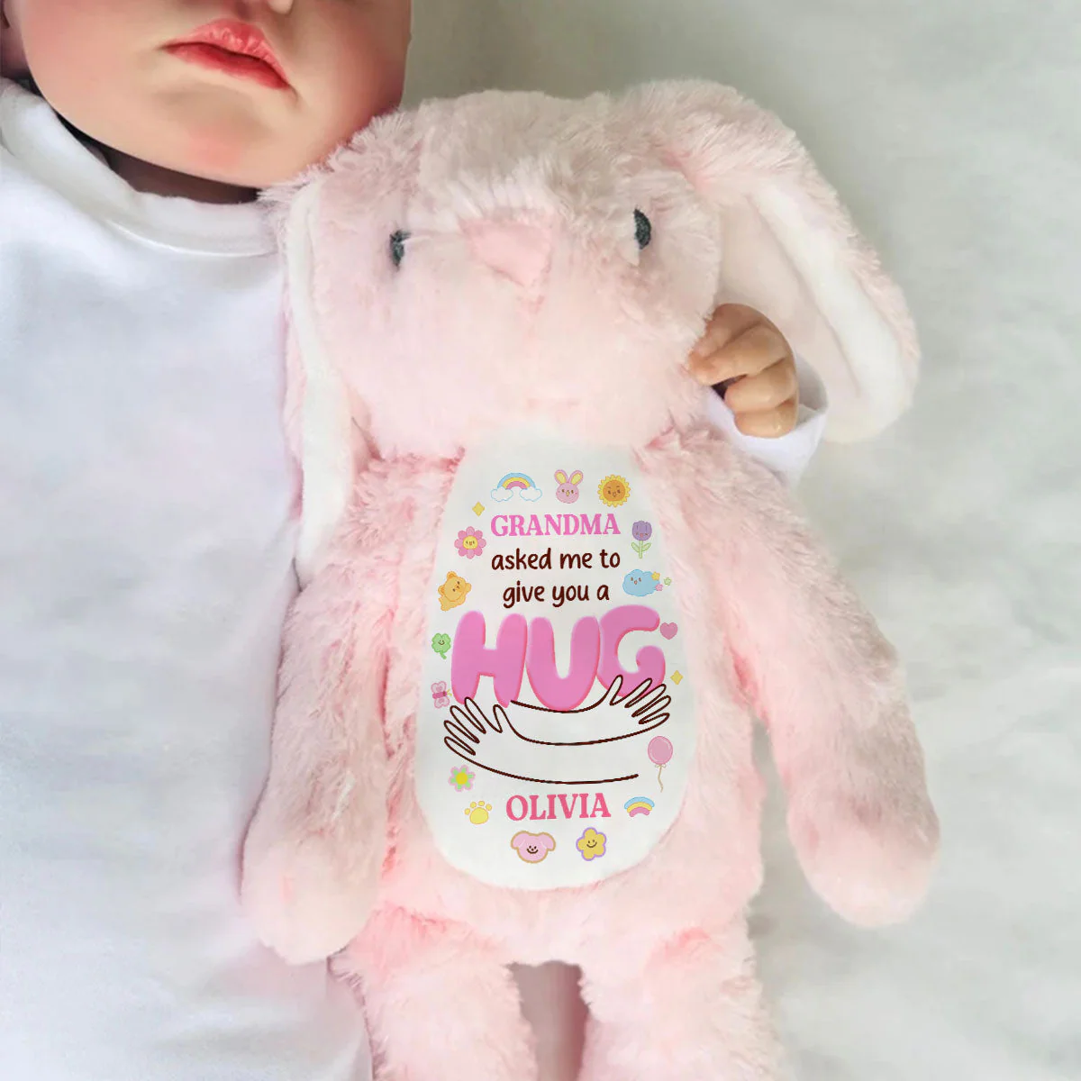 Grandma's Hug - Personalized Custom Easter Bunny Plush Gift For Family Members - Image 5