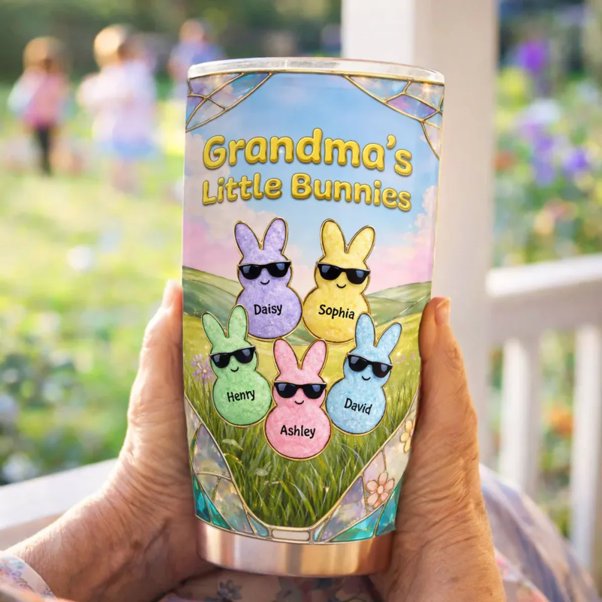 Grandma's Little Bunnies Cute Rabbits - Personalized Tumbler - Gift for Grandma, Mom - Image 3