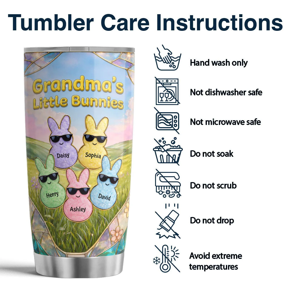Grandma's Little Bunnies Cute Rabbits - Personalized Tumbler - Gift for Grandma, Mom - Image 7