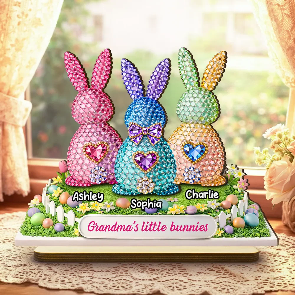 Grandma's Little Bunnies Easter - Personalized Wooden Plaque - Image 2