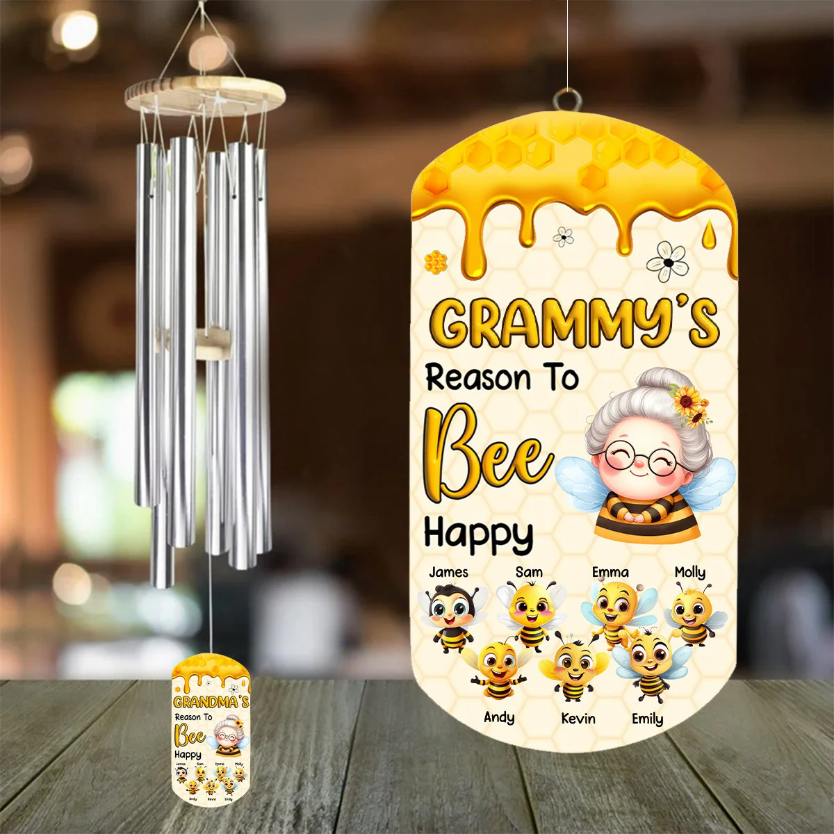 Grandma's Reasons To Bee Happy Personalized Wind Chimes - Image 5