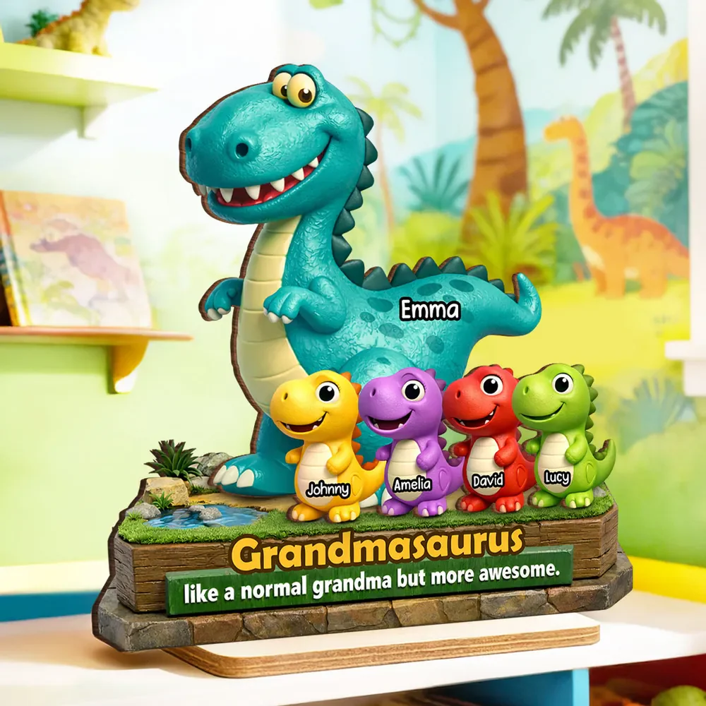 Grandmasaurus More Awesome - Personalized 2-Layered Wooden Plaque Gift for Grandma - Image 5