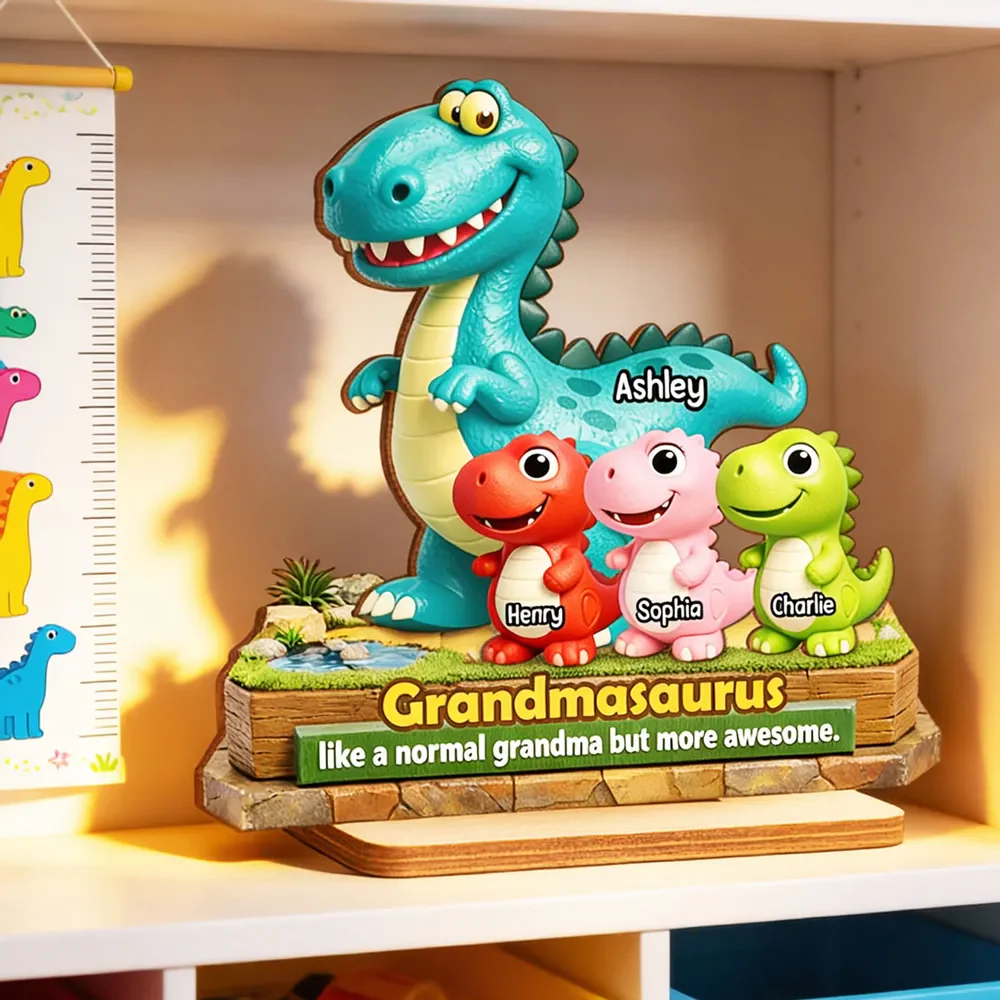 Grandmasaurus More Awesome - Personalized 2-Layered Wooden Plaque Gift for Grandma - Image 6