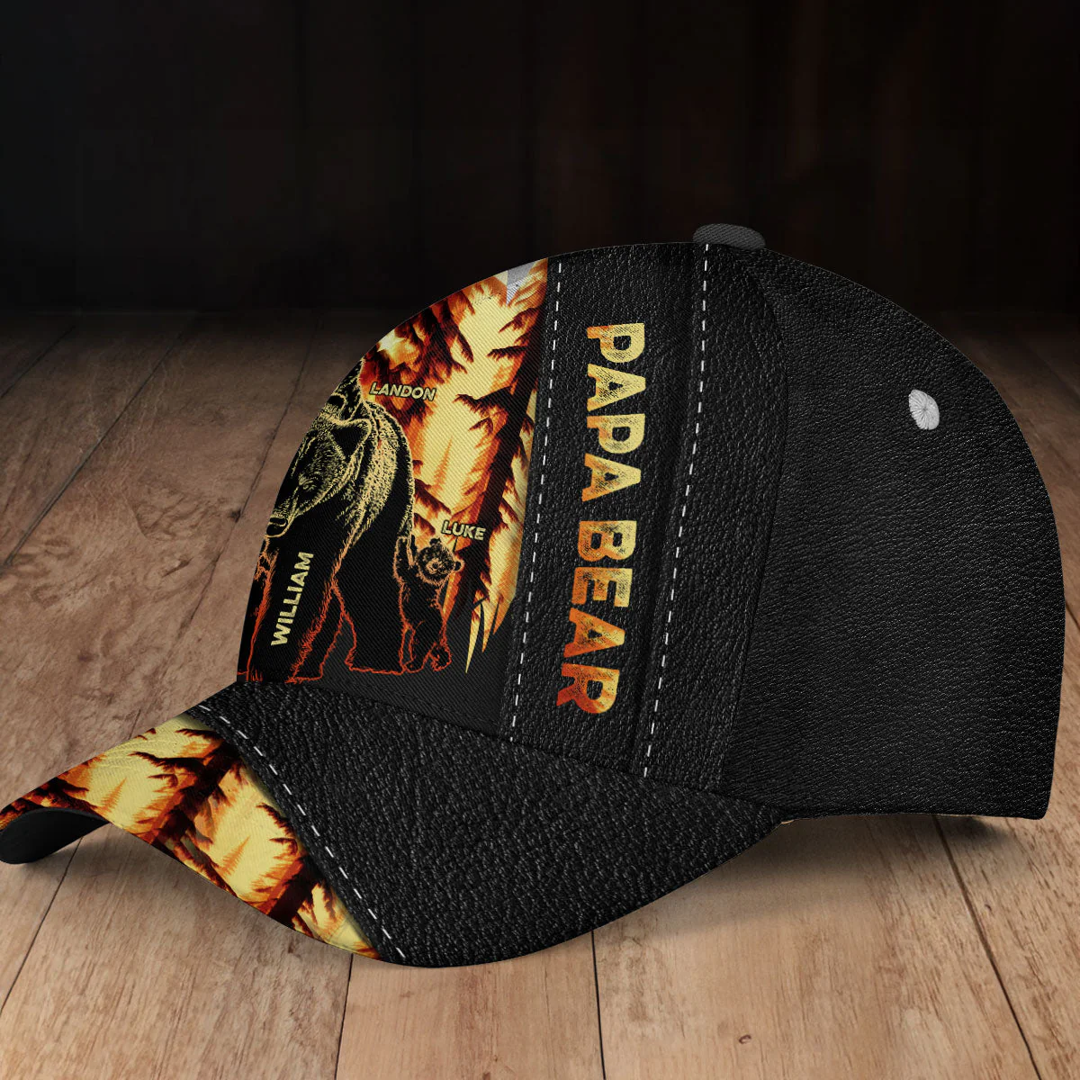Grandpa Bear Custom Grandkids Names - Personalized Classic Cap - Image 4