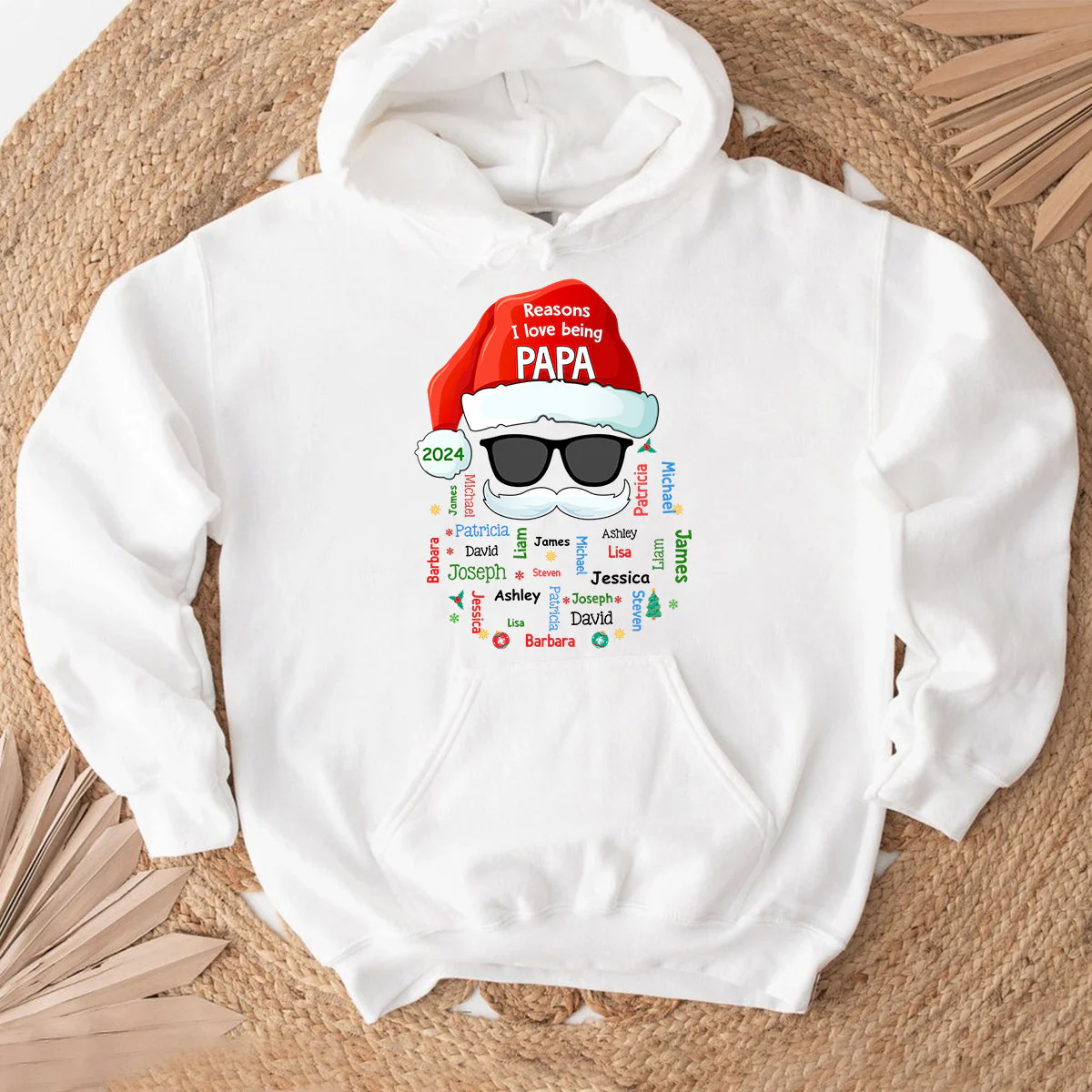 Grandpa Claus Name Word Art Personalized Christmas Hoodie - Image 5