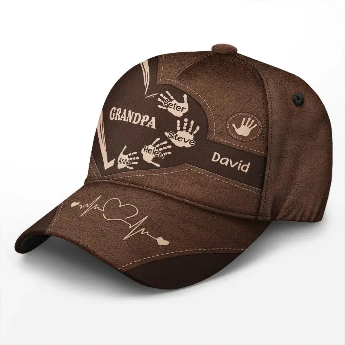 Grandpa Dad Kids Handprints - Personalized Classic Cap - Image 3