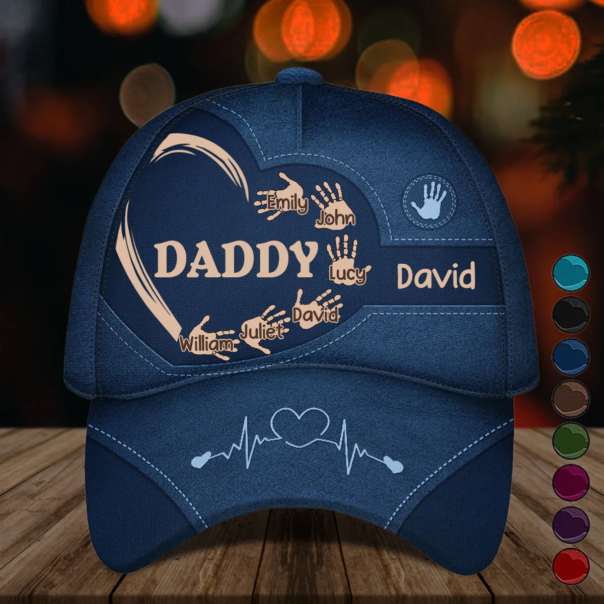 Grandpa Dad Kids Handprints - Personalized Classic Cap - Image 4