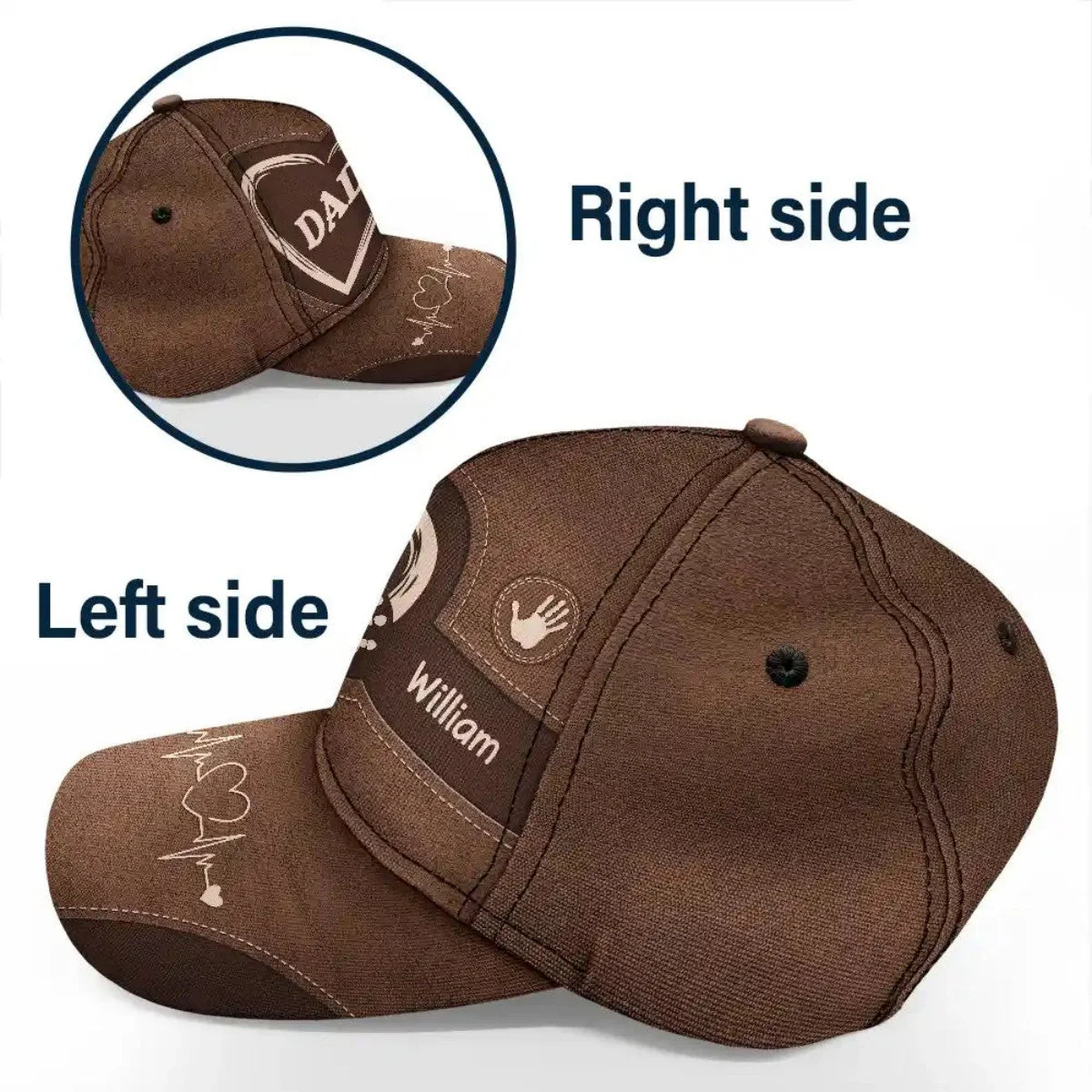 Grandpa Dad Kids Handprints - Personalized Classic Cap - Image 5