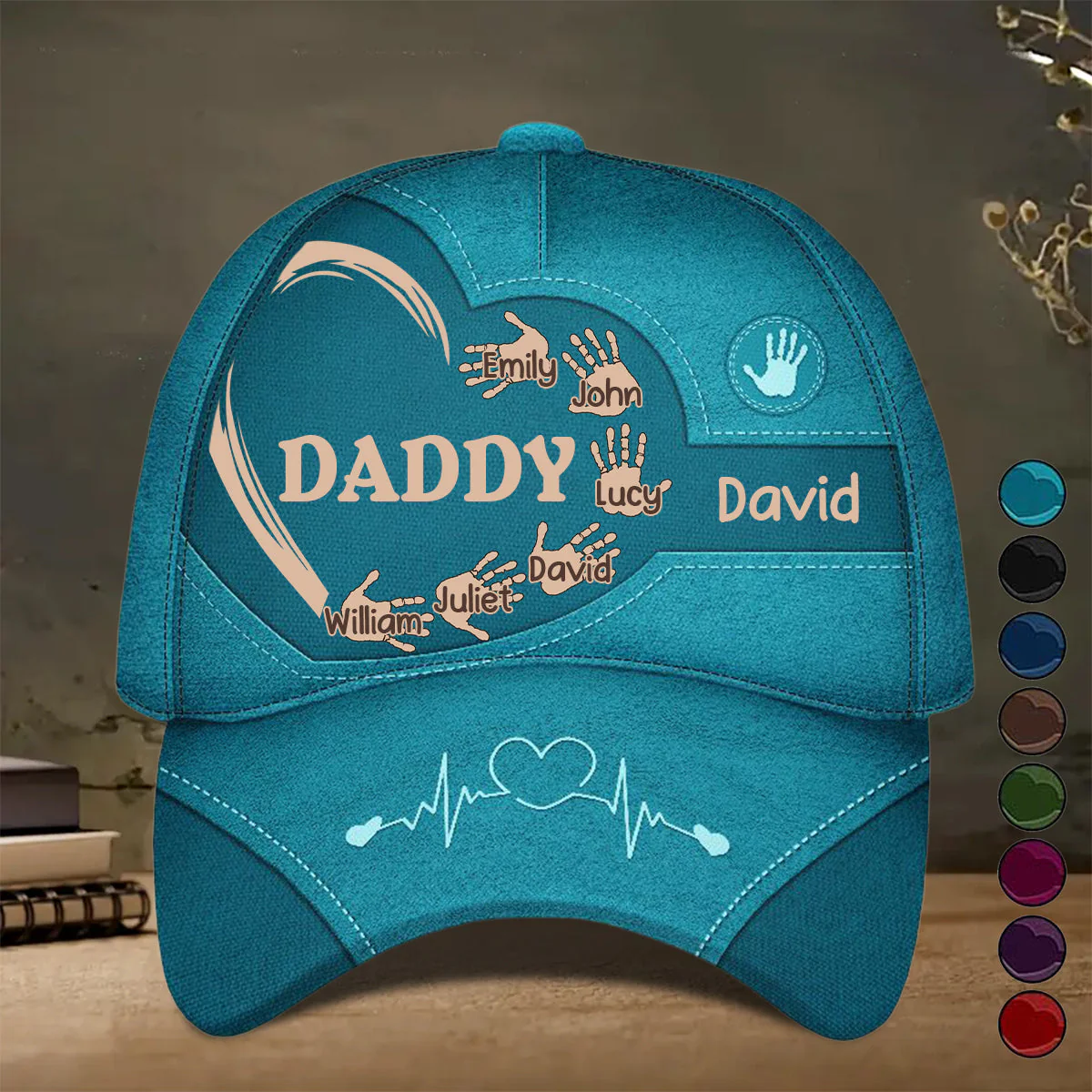 Grandpa Dad Kids Handprints - Personalized Classic Cap - Image 6
