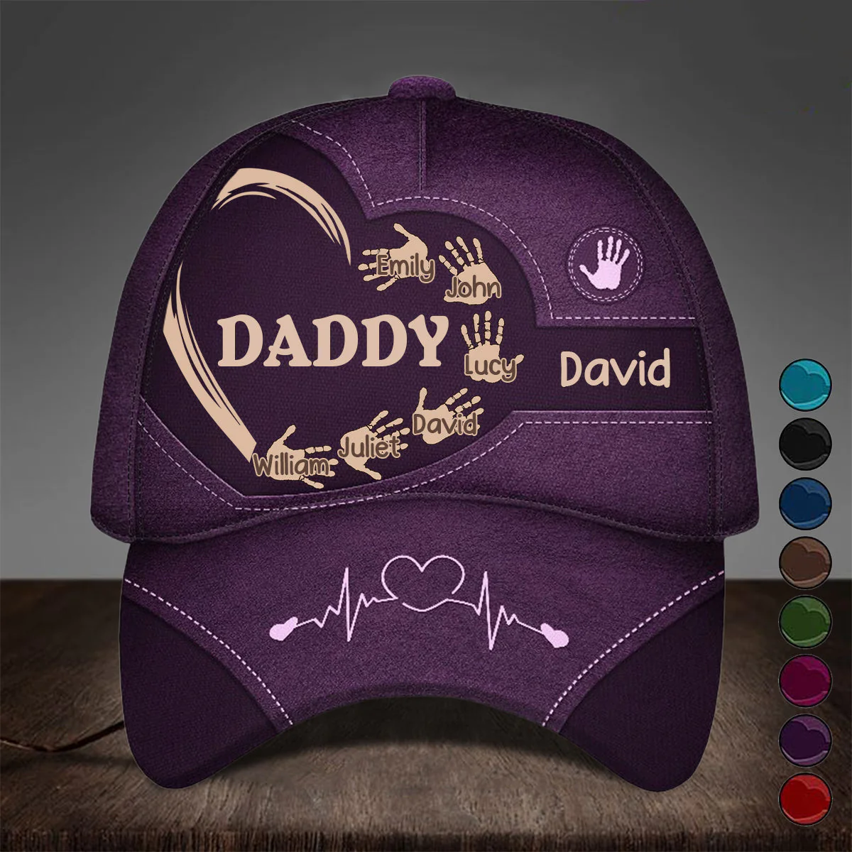 Grandpa Dad Kids Handprints - Personalized Classic Cap - Image 7