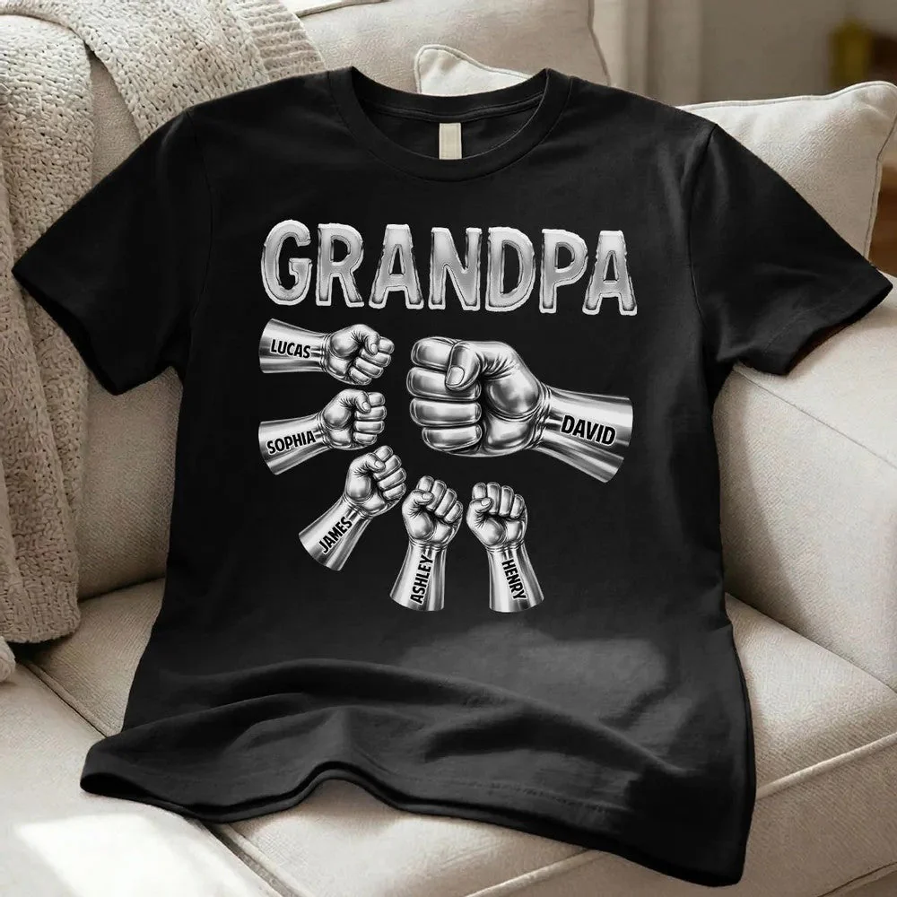 Grandpa Dad Strong Fist Bump Personalized T-Shirt Gift for Dad - Image 5