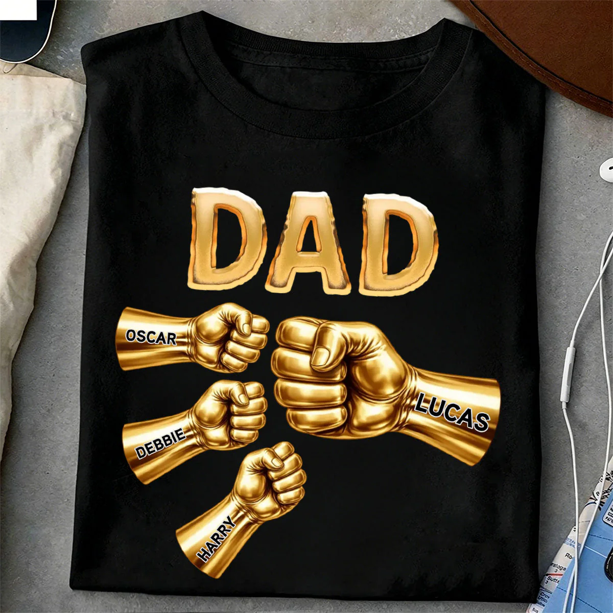 Grandpa Dad Strong Fist Bump Personalized T-Shirt Gift for Dad - Image 6