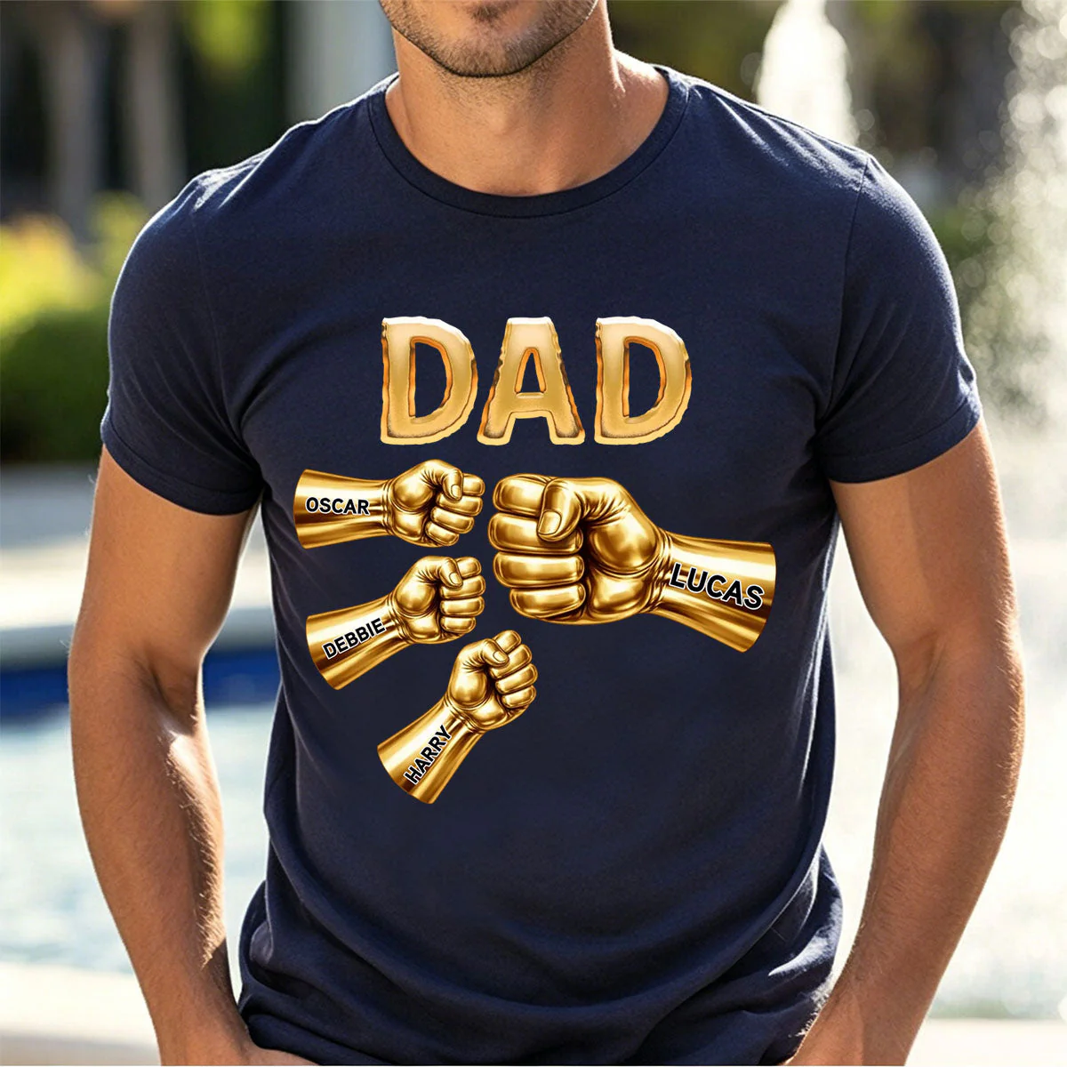 Grandpa Dad Strong Fist Bump Personalized T-Shirt Gift for Dad - Image 7
