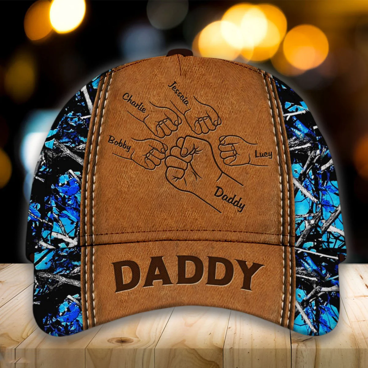 Grandpa Papa Daddy Fist Bump Fathers Day Family Personalized Cap - Image 4