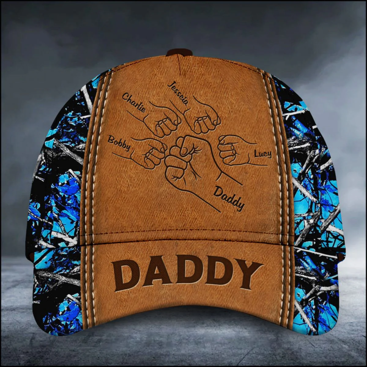 Grandpa Papa Daddy Fist Bump Fathers Day Family Personalized Cap - Image 5