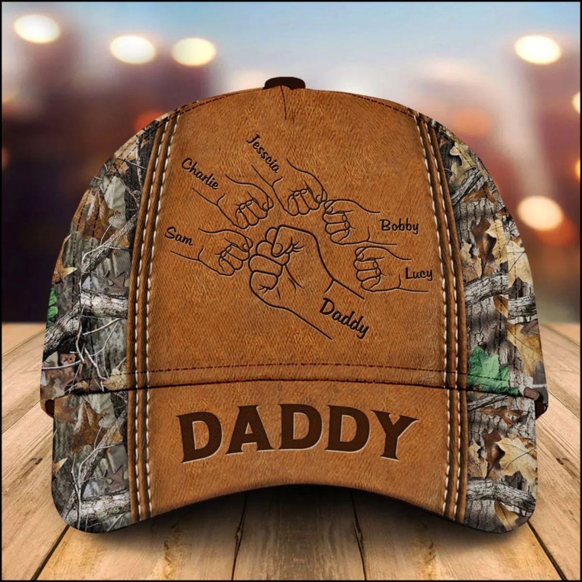Grandpa Papa Daddy Fist Bump Fathers Day Family Personalized Cap - Image 6