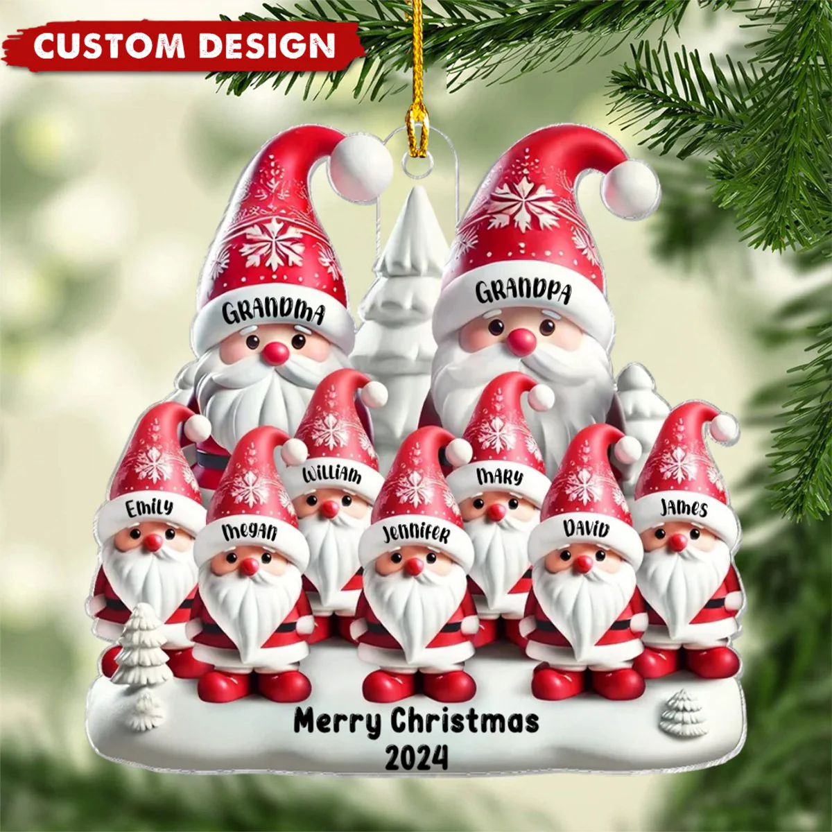 Grandparents Family Christmas Decor Personalized Acrylic Ornament - Image 2