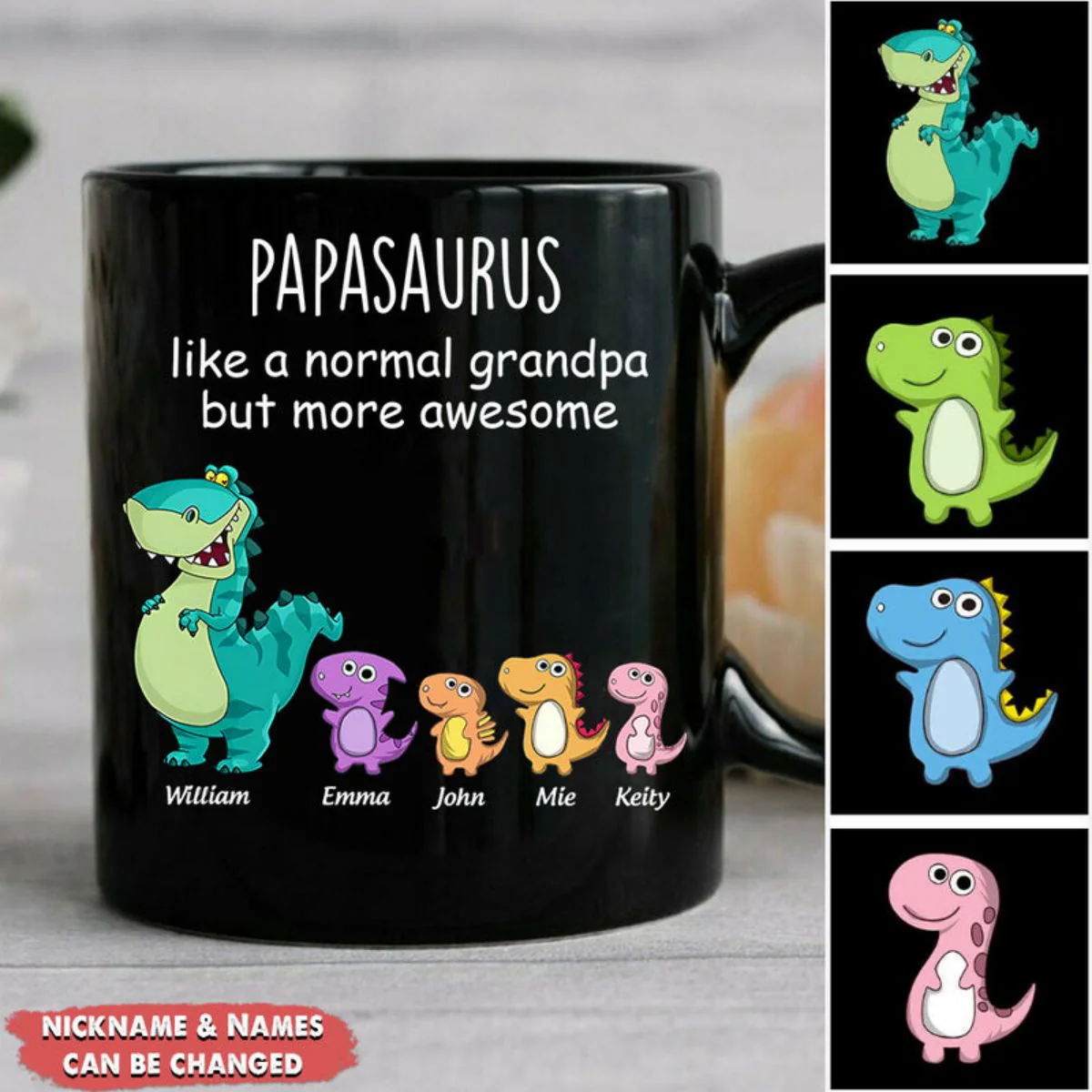 Grandpasaurus/Dadsaurus And Kids Personalized Mug - Image 3