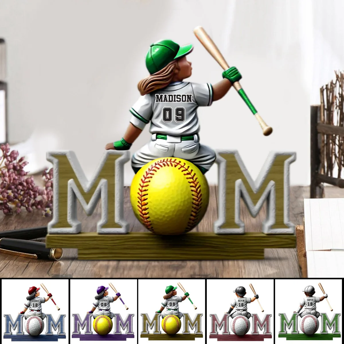 Great Players Are Raised By Even Greater Moms - Personalized Shaped 2-Layered Wooden Plaque With Flat Stand - Image 2