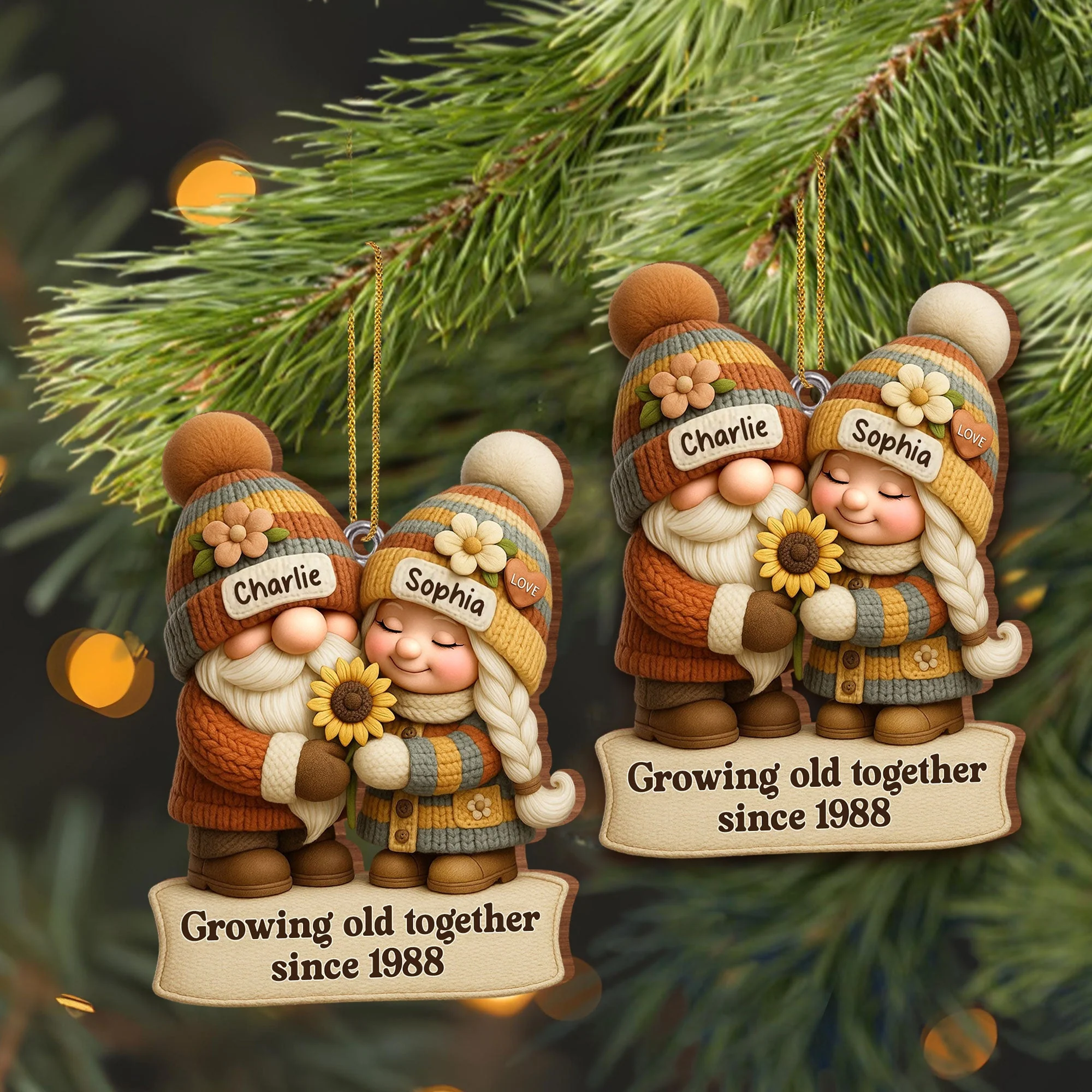Growing Old Together Couple - Personalized Wood Ornament Gift For Couples - Image 6
