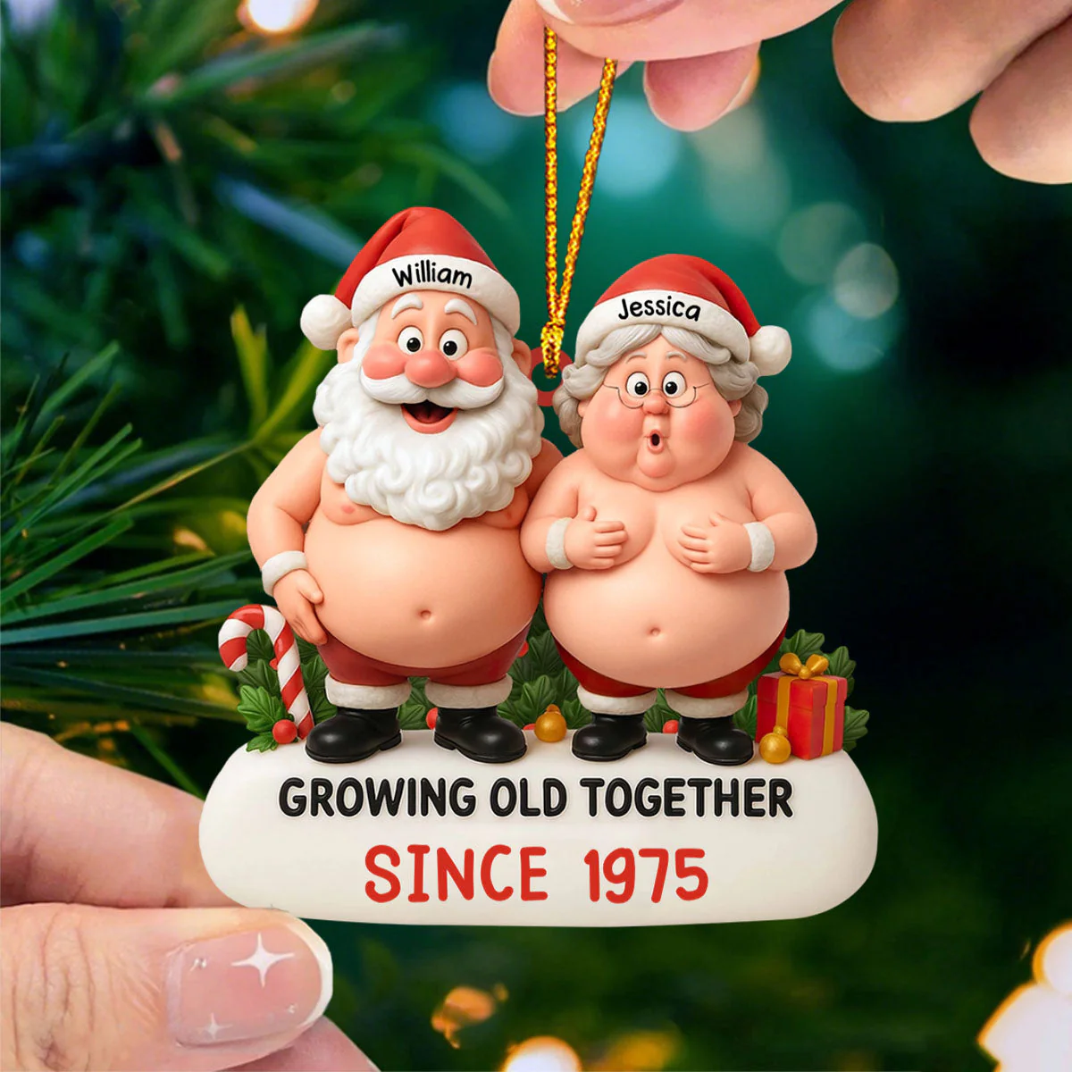 Growing Old Together, Santa And Mrs. Claus Personalized Ornament, Gift For Couples - Image 4