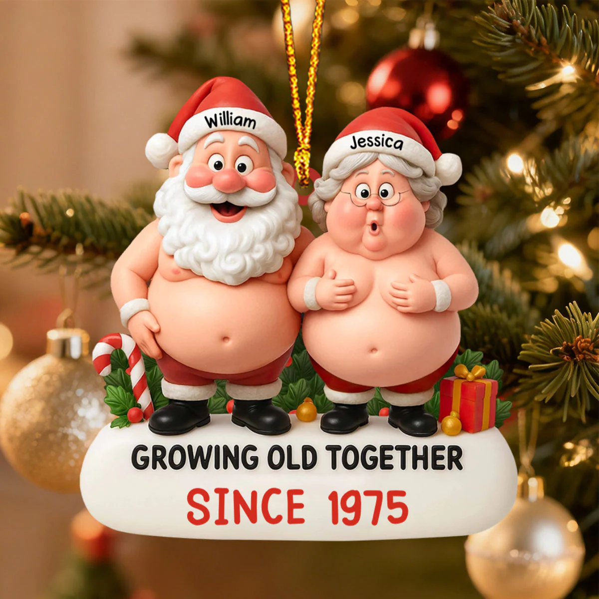 Growing Old Together, Santa And Mrs. Claus Personalized Ornament, Gift For Couples - Image 5