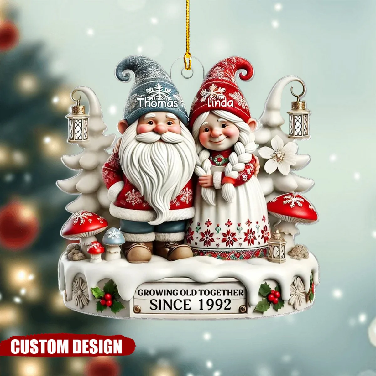 Growing Old Together Since - Personalized Ornament, Christmas Gift For Husband, Wife - Image 2