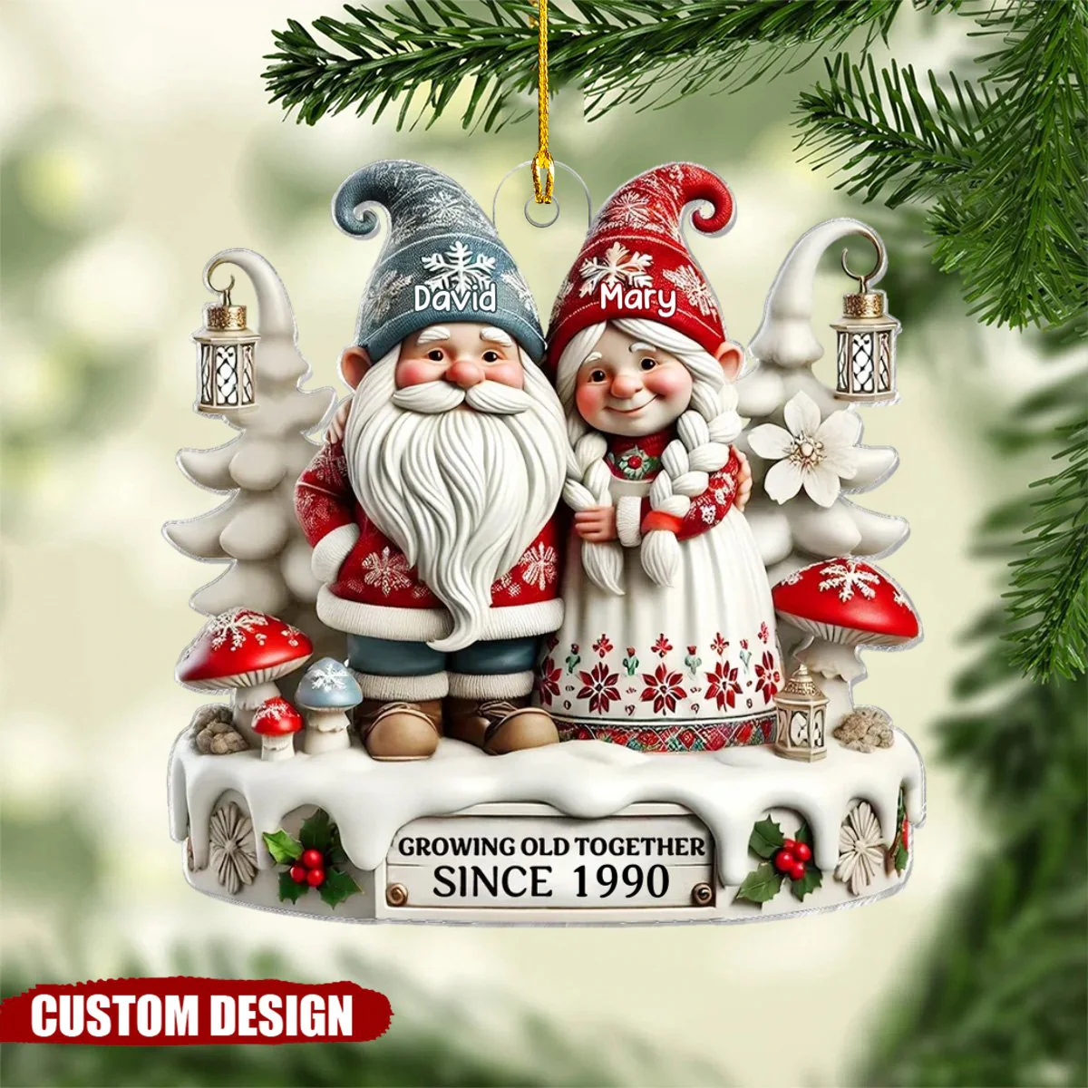 Growing Old Together Since - Personalized Ornament, Christmas Gift For Husband, Wife - Image 3