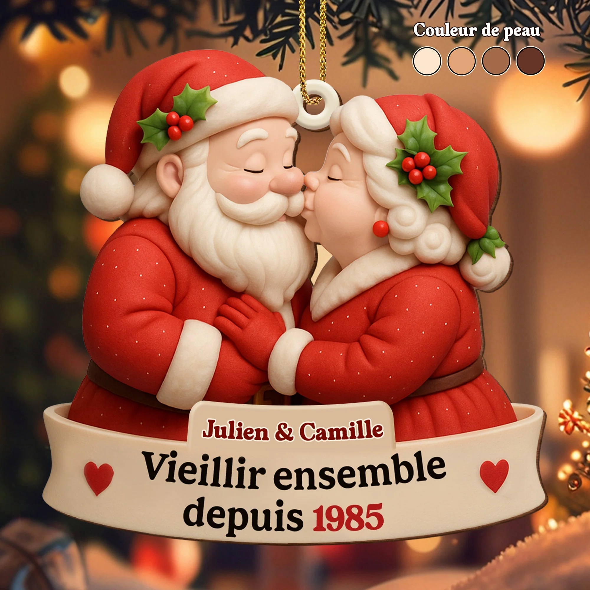 Growing Old Together With Santa and Mrs. Claus,Custom Wood Ornament,Gift For Couples and Family - Image 2