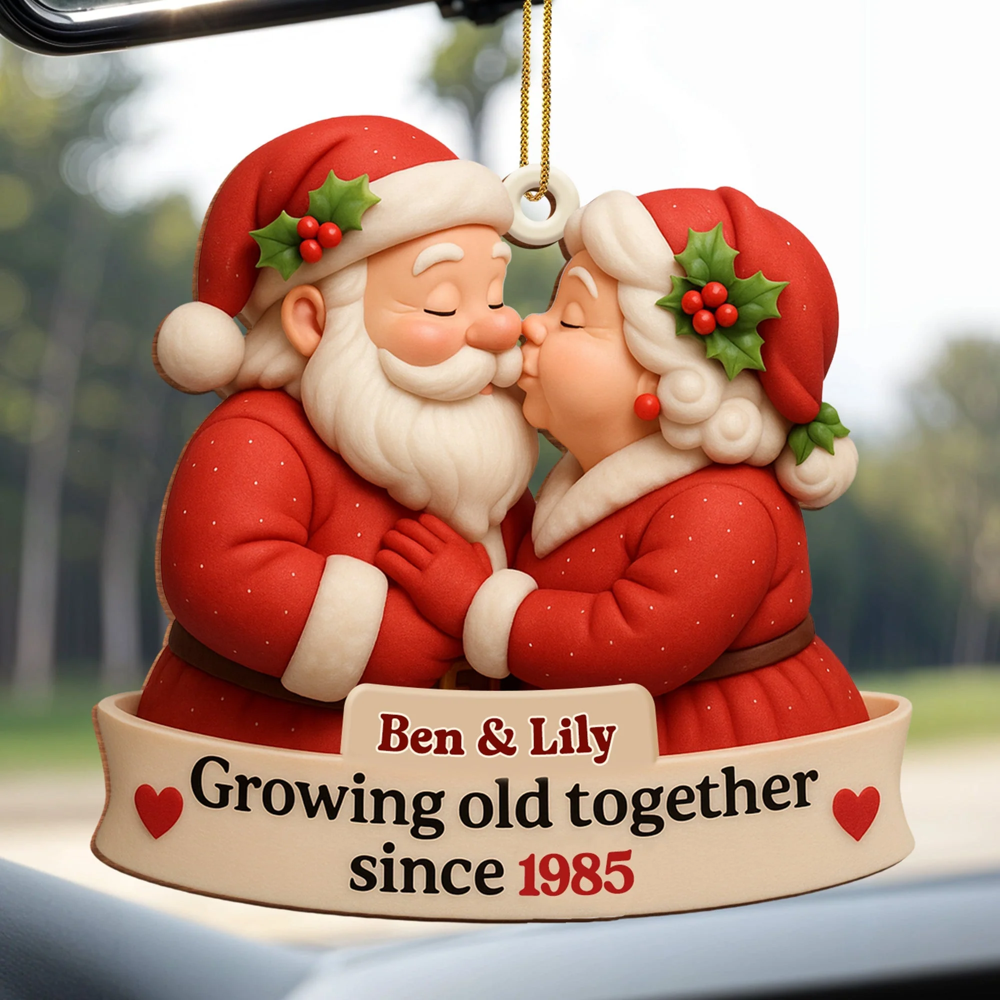Growing Old Together With Santa and Mrs. Claus,Custom Wood Ornament,Gift For Couples and Family - Image 3