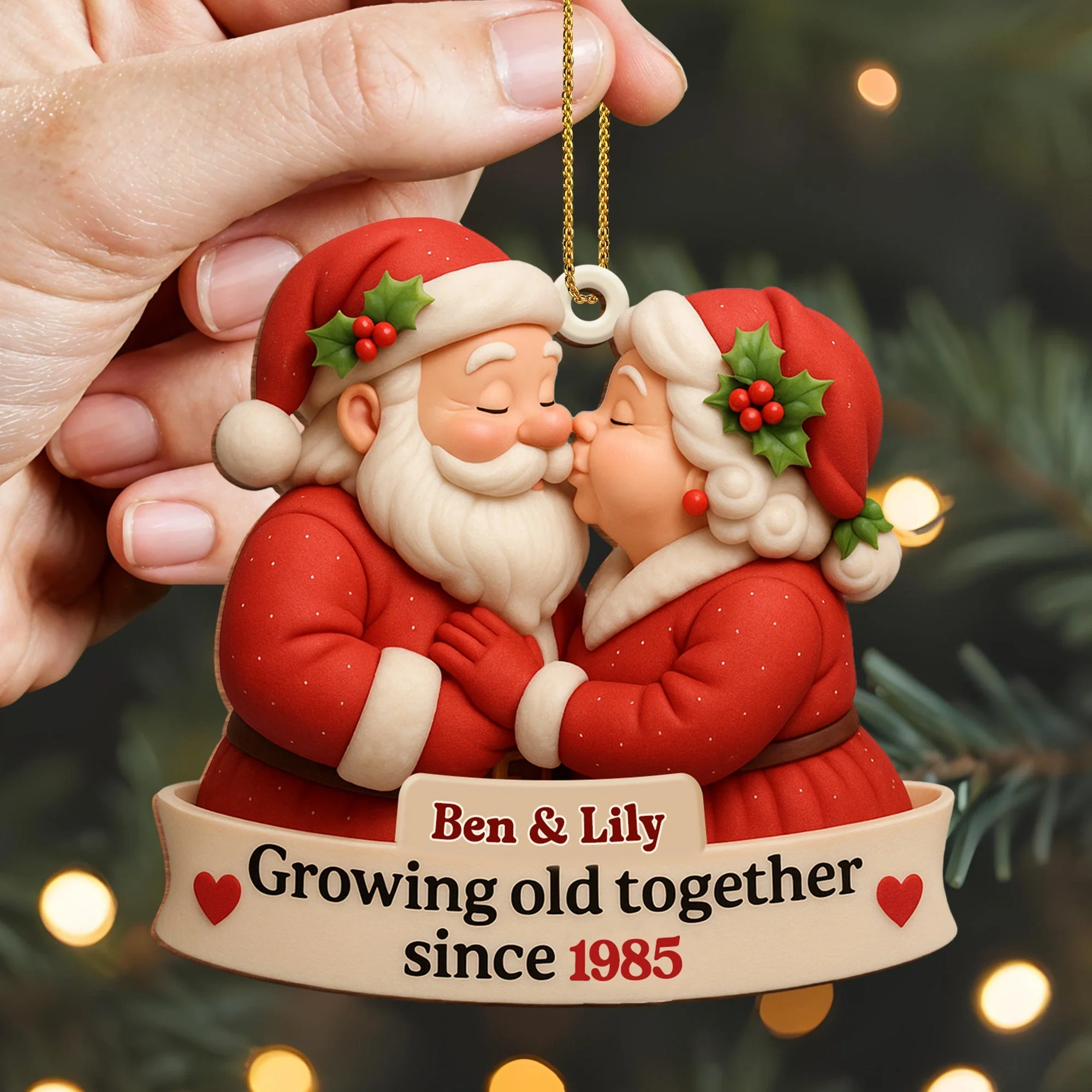 Growing Old Together With Santa and Mrs. Claus,Custom Wood Ornament,Gift For Couples and Family - Image 7