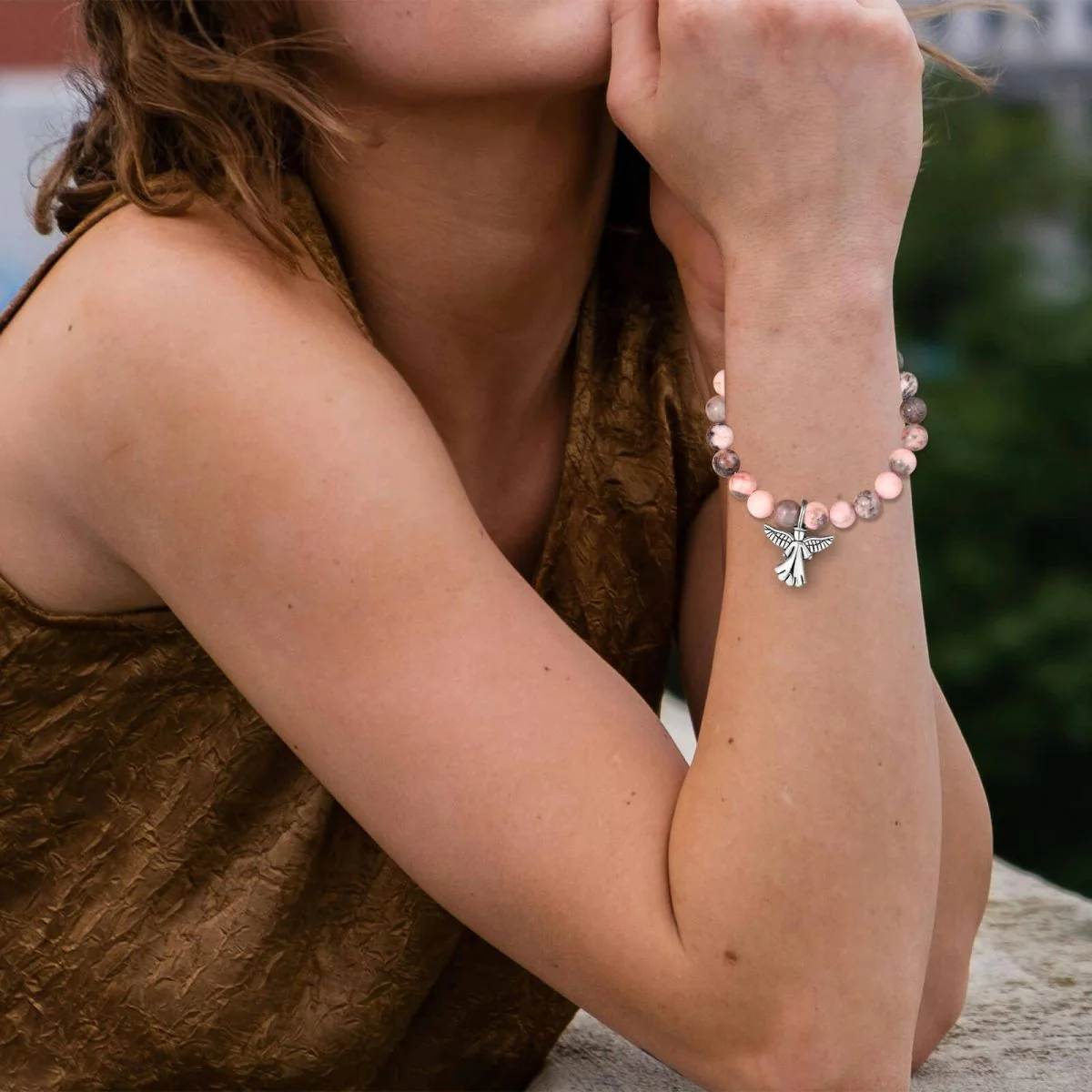 Guardian Angel Gift, Little Hug from Heaven Natural Stone Angel Bracelet - Image 3