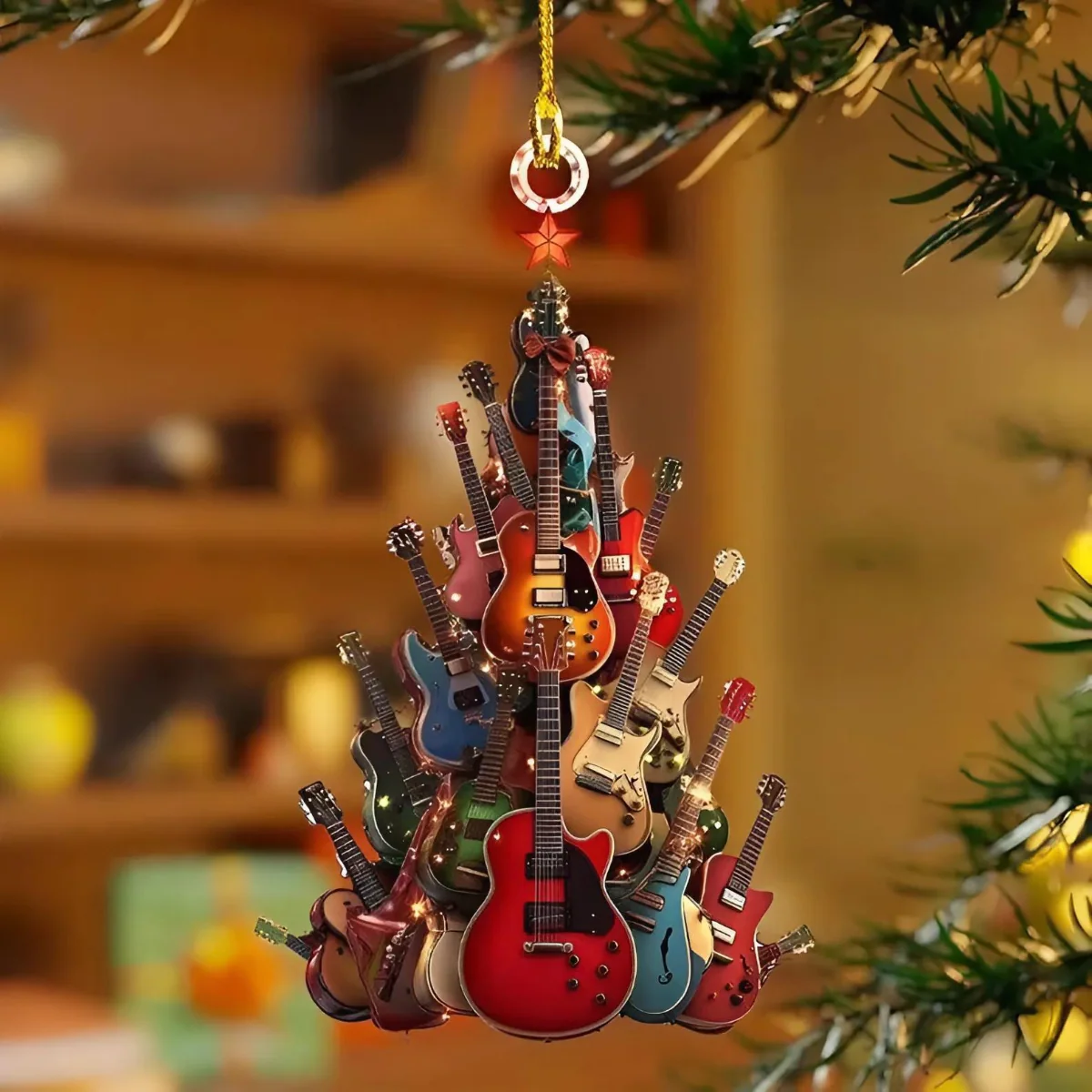 Guitar Christmas Tree - Personalized Custom Acrylic Ornament - Image 2