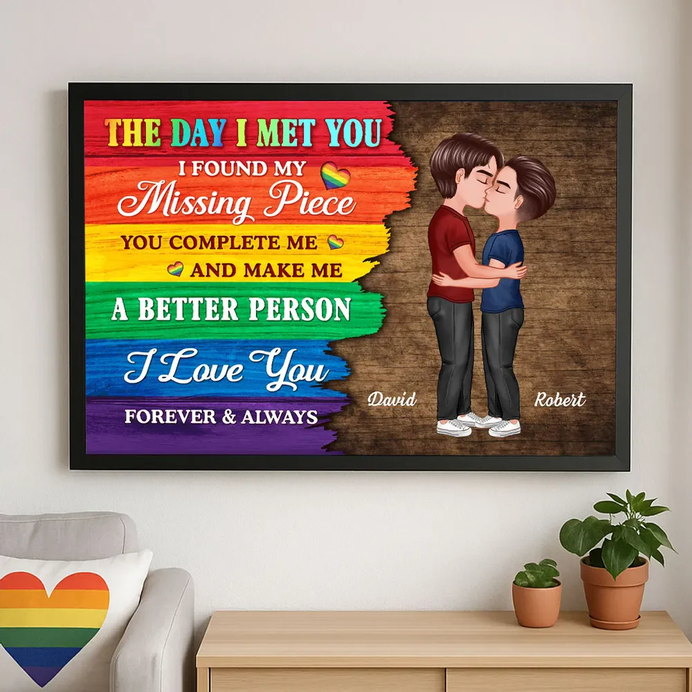 Half LGBT Flag Couple The Day I Met You Pride Month Personalized Poster - Image 5