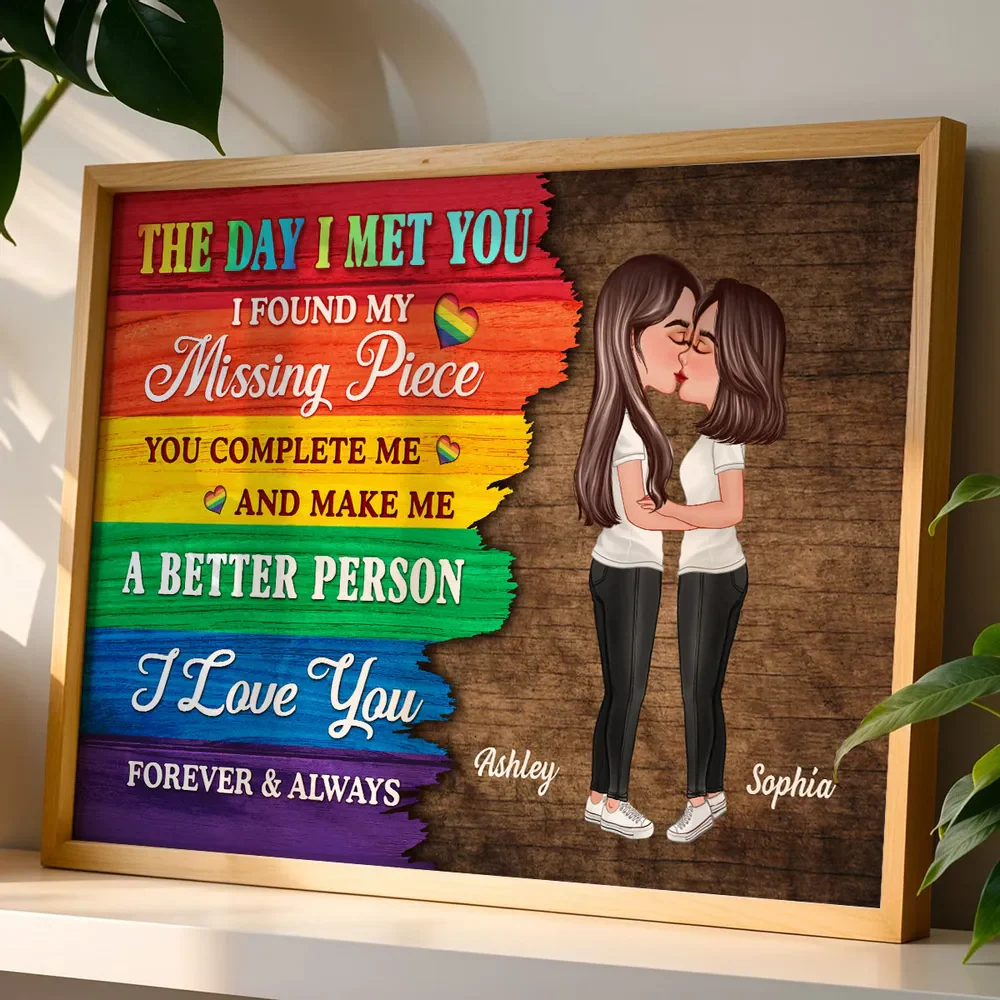 Half LGBT Flag Couple The Day I Met You Pride Month Personalized Poster - Image 6