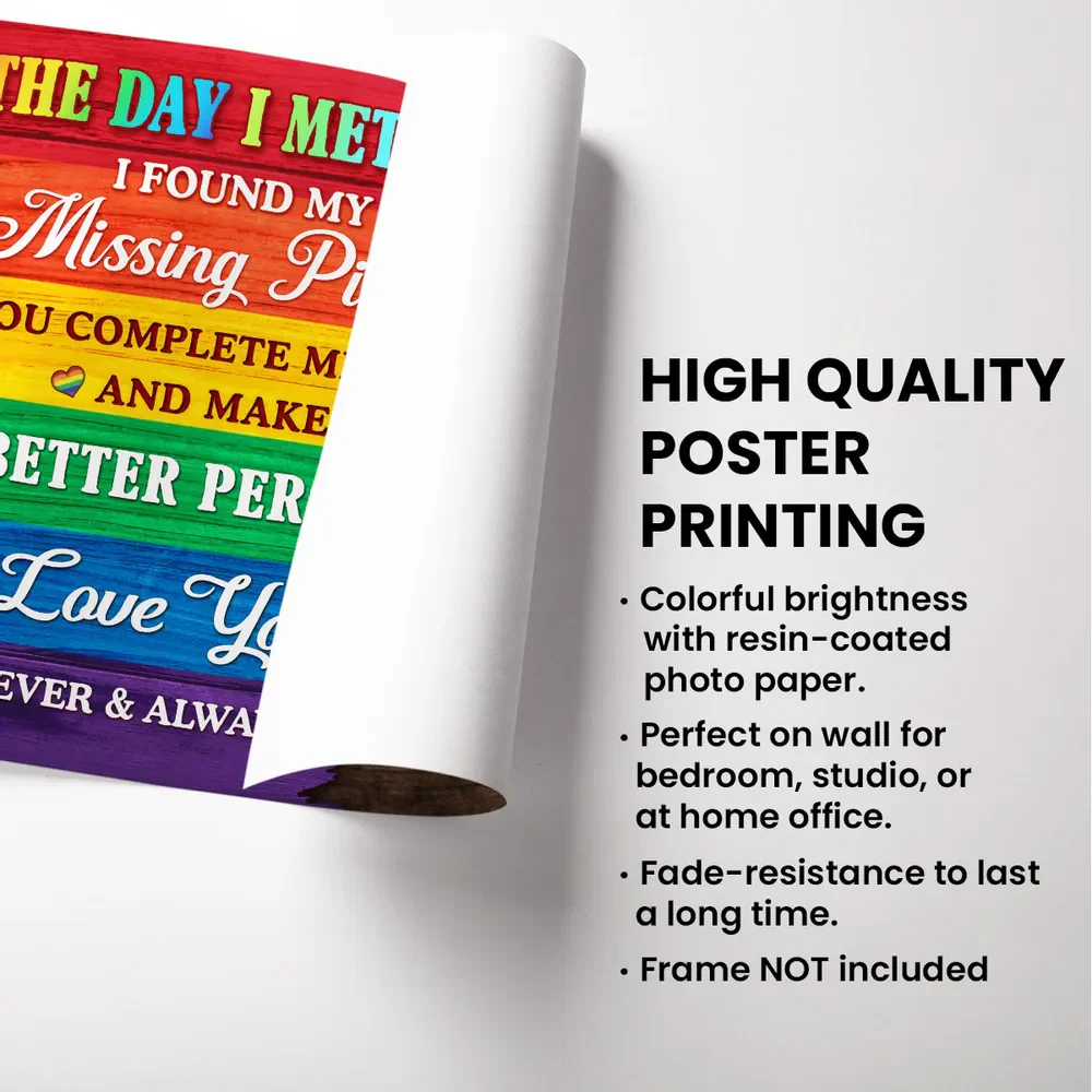 Half LGBT Flag Couple The Day I Met You Pride Month Personalized Poster - Image 8