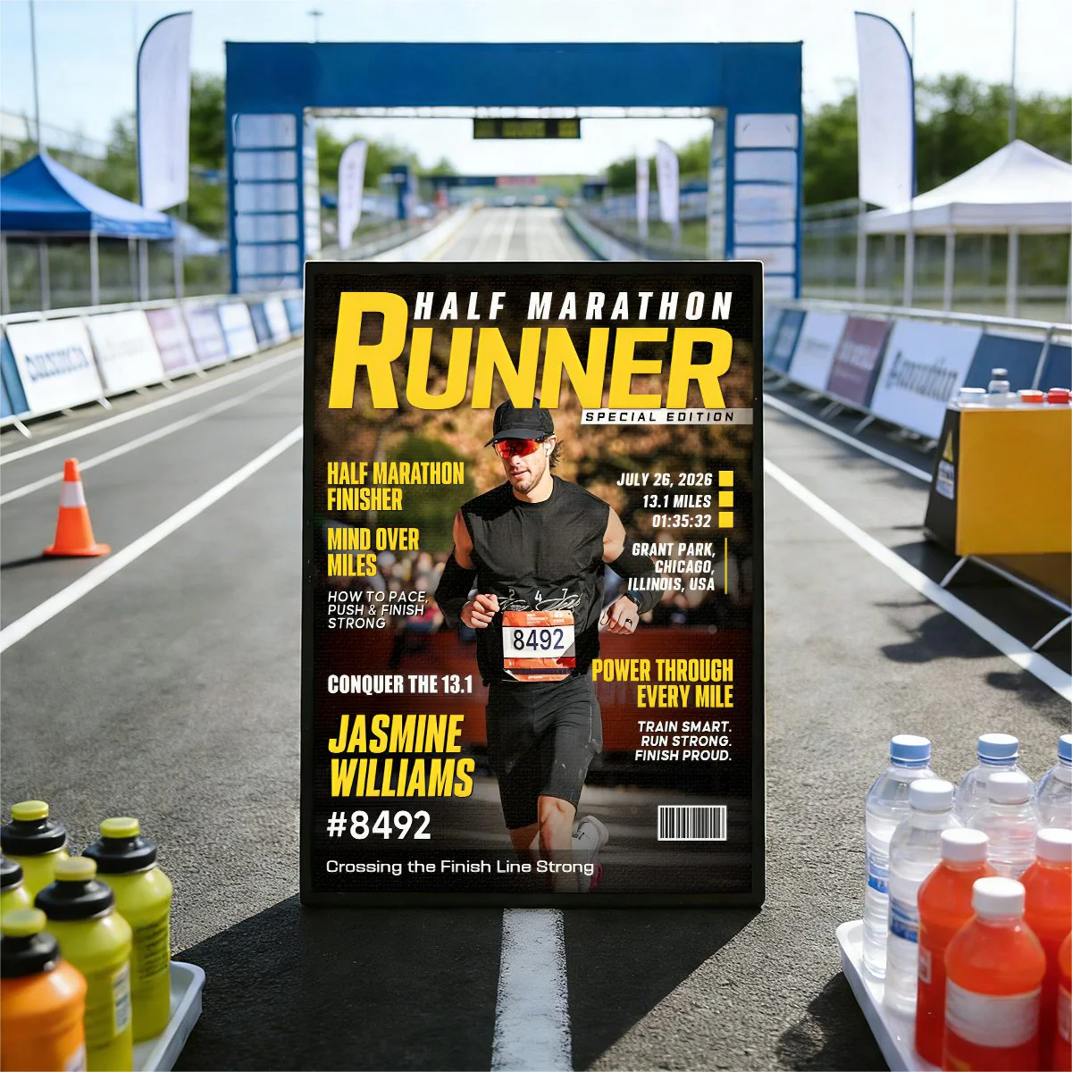 Half Marathon Runner Magazine Cover Poster, Running Milestone Gift, Unique Gifts For Runners - Image 3