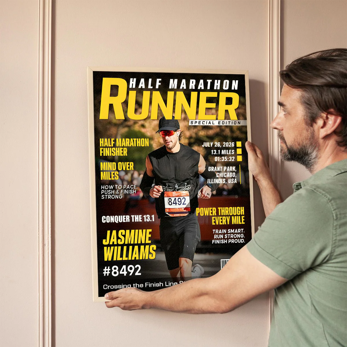 Half Marathon Runner Magazine Cover Poster, Running Milestone Gift, Unique Gifts For Runners - Image 4