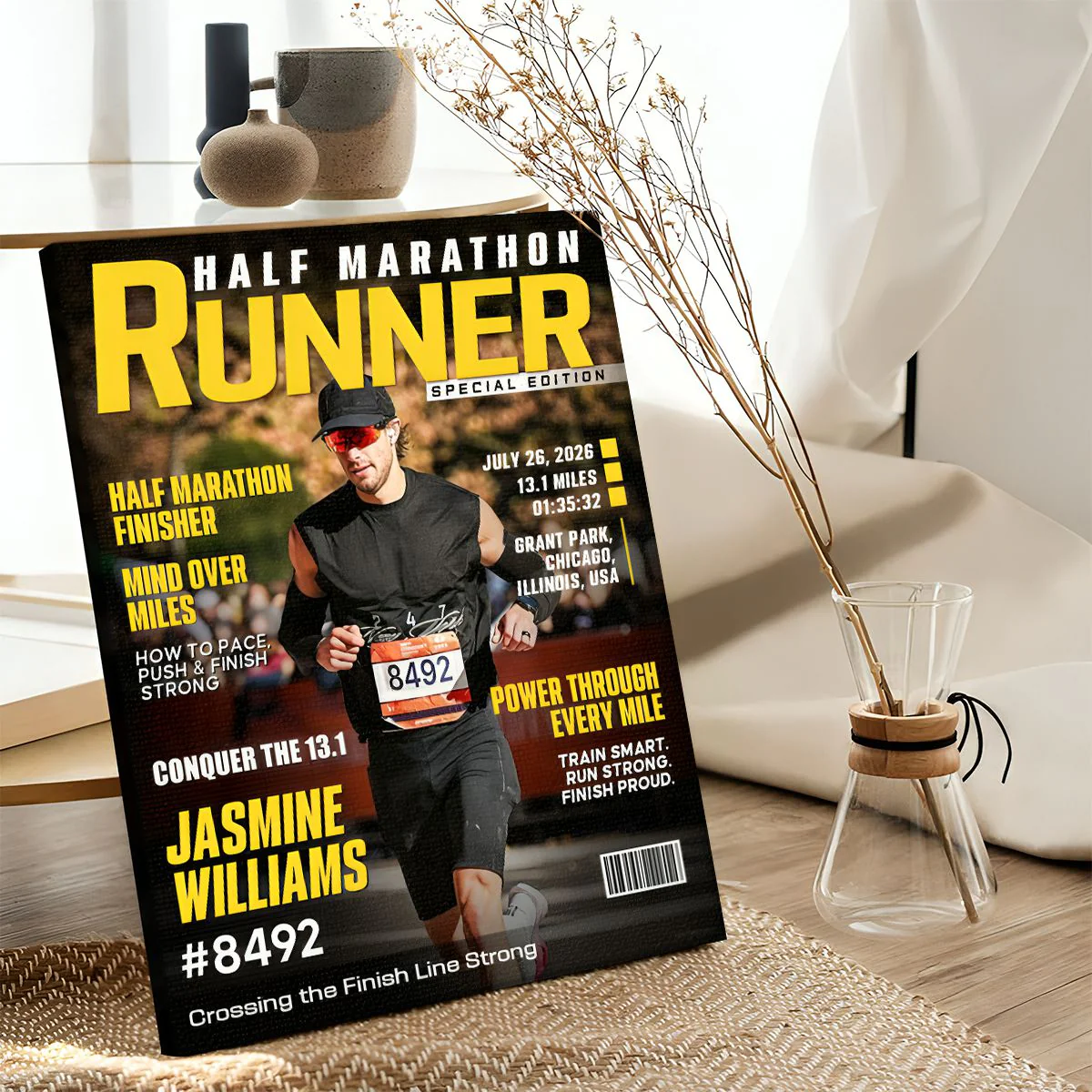 Half Marathon Runner Magazine Cover Poster, Running Milestone Gift, Unique Gifts For Runners - Image 5