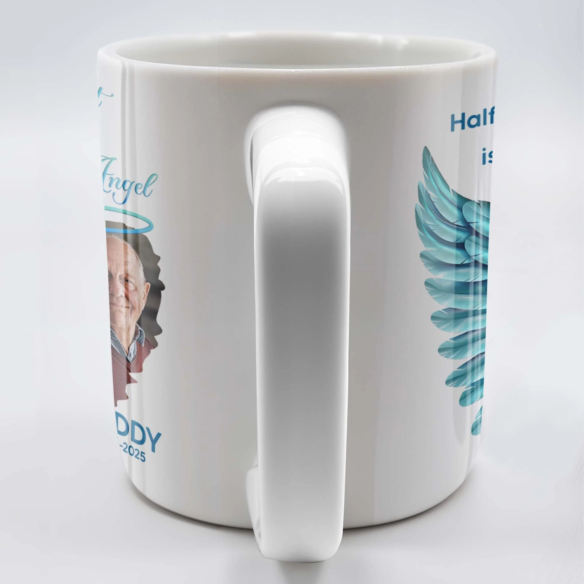 Half Of My Heart In Heaven With My Angel Wings, Personalized Custom Coffee Mug - Image 7