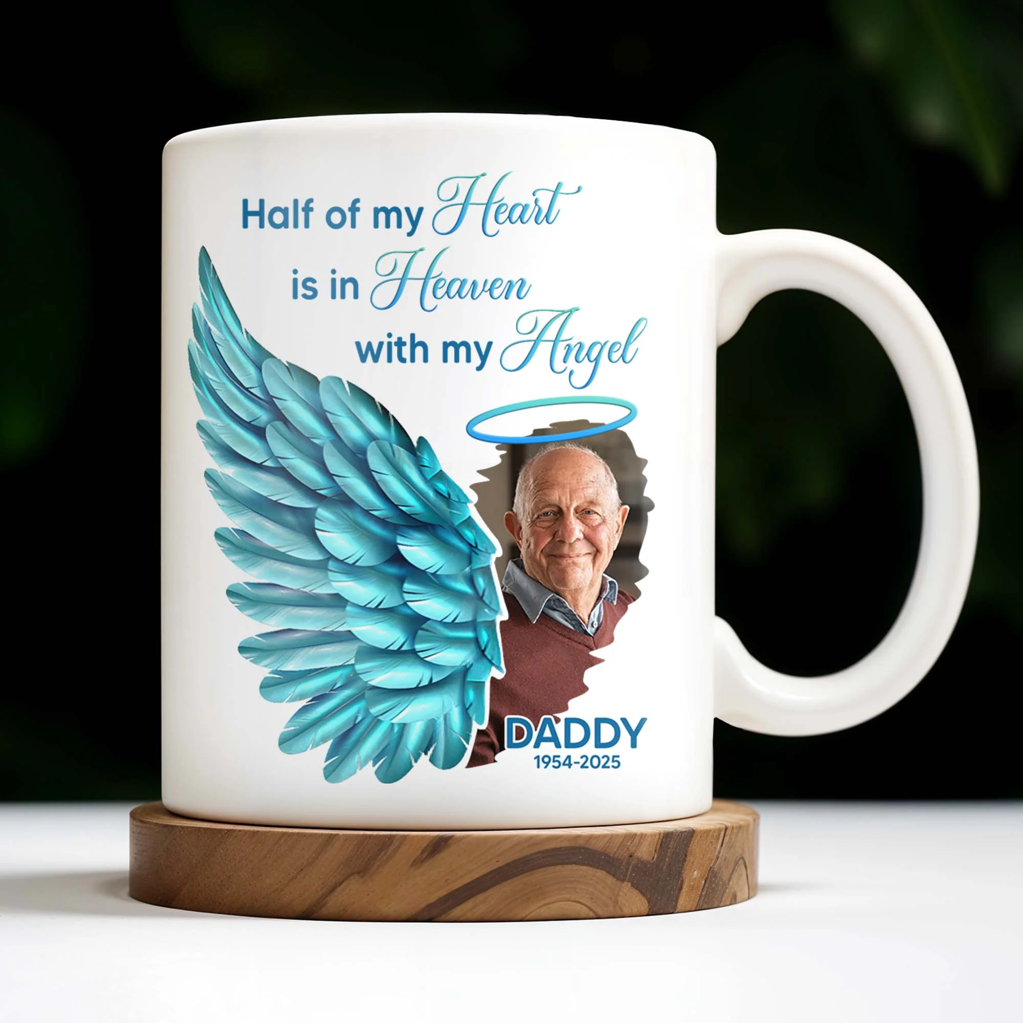 Half Of My Heart In Heaven With My Angel Wings, Personalized Custom Coffee Mug - Image 9