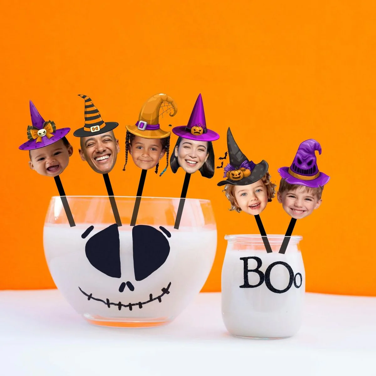 Halloween Drink Stirrers Personalized Witch Face Photo Drink Stirrers - Image 3