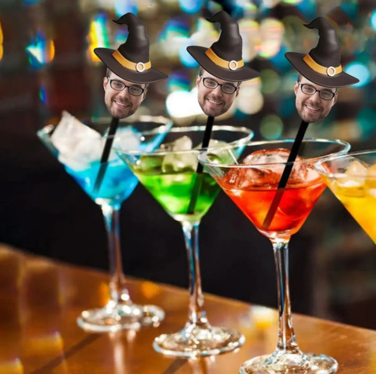 Halloween Drink Stirrers Personalized Witch Face Photo Drink Stirrers - Image 5