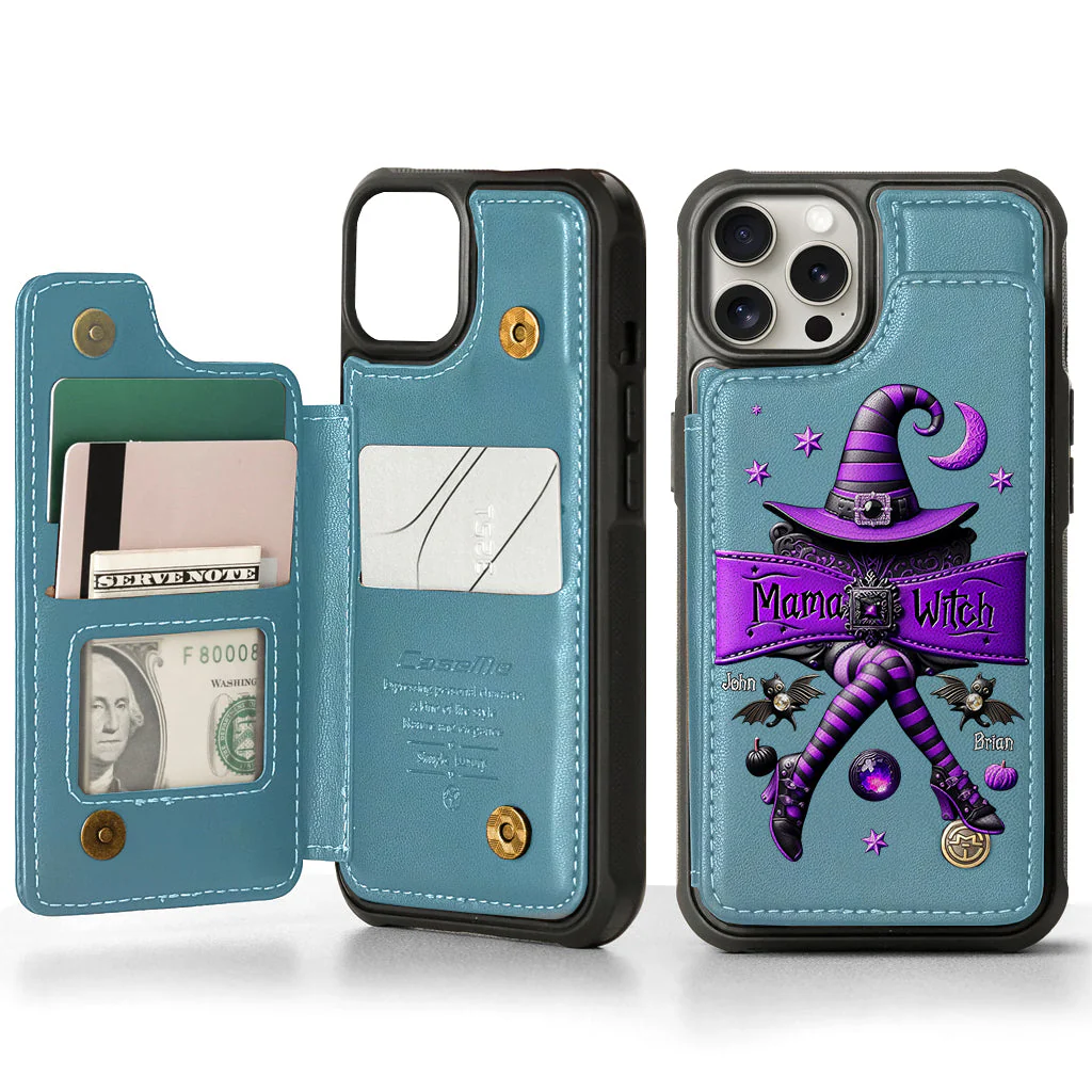 Halloween Gift For Grandma, Mama Witch - Personalized Mother Wallet Phone Case - Image 2