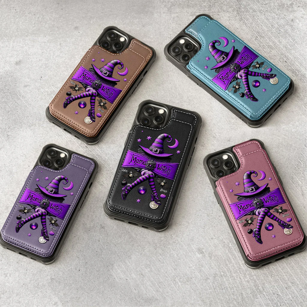 Halloween Gift For Grandma, Mama Witch - Personalized Mother Wallet Phone Case - Image 5