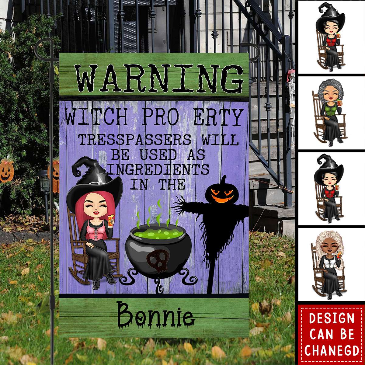 Halloween Witch Warning Trespassers Will Be Used As Ingredients - Personalized Flag - Image 3