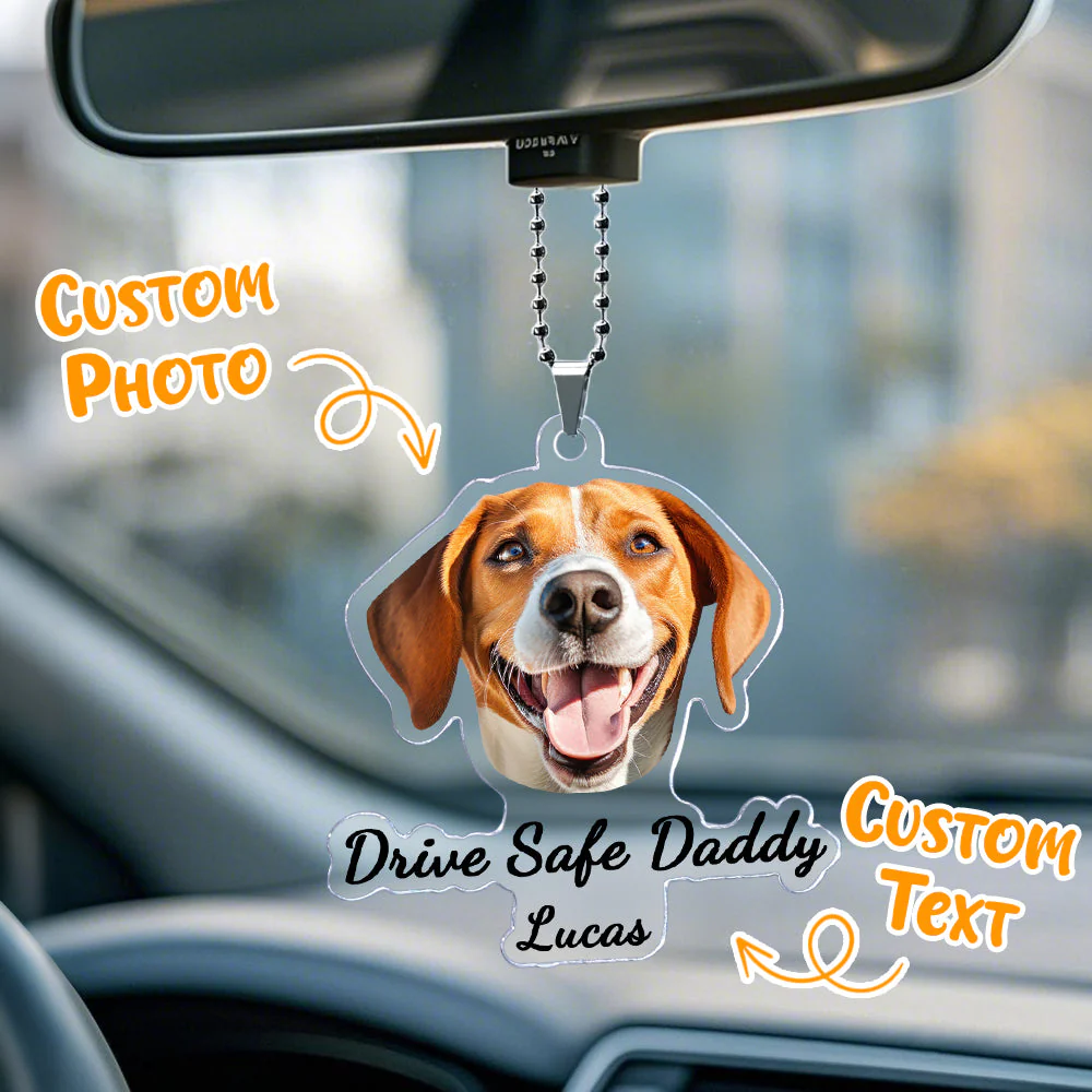 Hanging Dog Photo Personalized Acrylic Car Ornament Gift For Pet Lovers - Image 3
