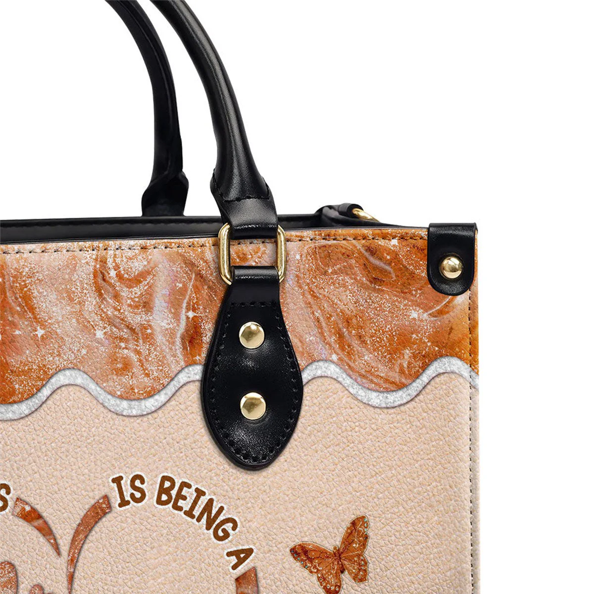 Happiness Is Being - Personalized Custom Leather Bag For Grandma - Image 8