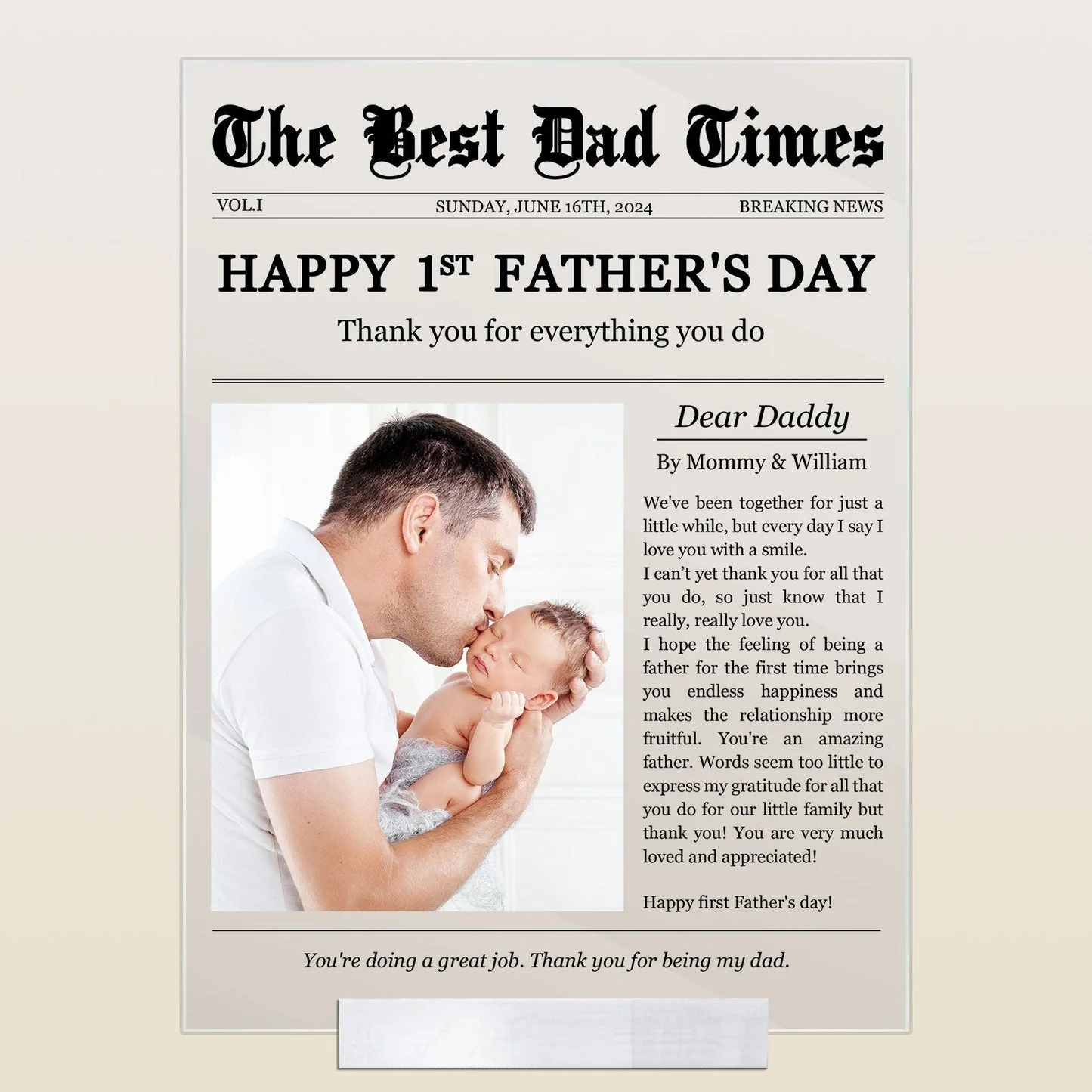 Happy 1st Father's Day Thank You For Everything - Personalized Acrylic Photo Plaque - Image 5